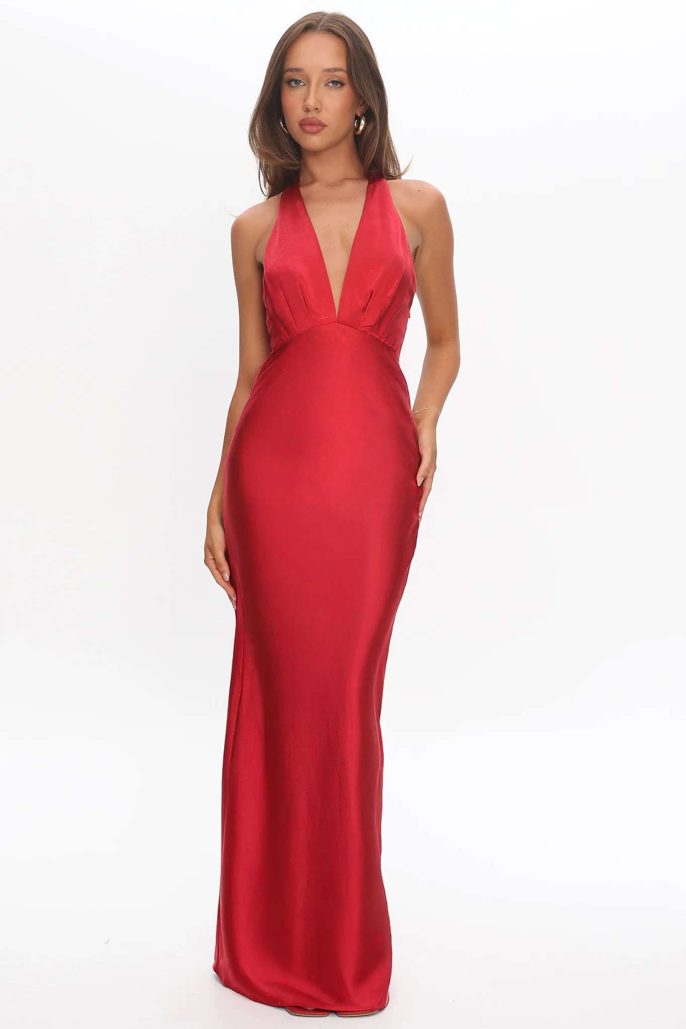 Of Your Dreams Rose Accent Halter Dress Red - luluinthesky