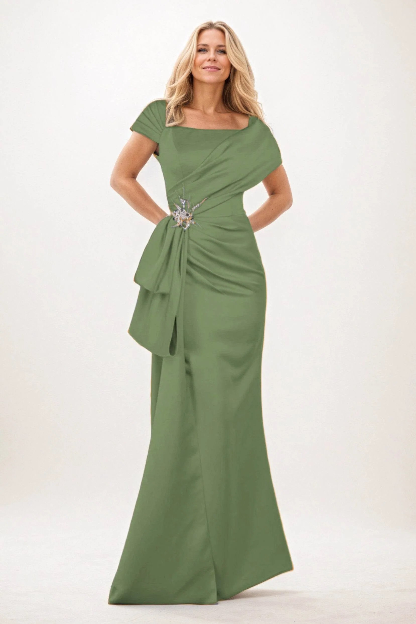Trumpet-Mermaid Maxi Satin Mother of the Bride Dresses CM0385