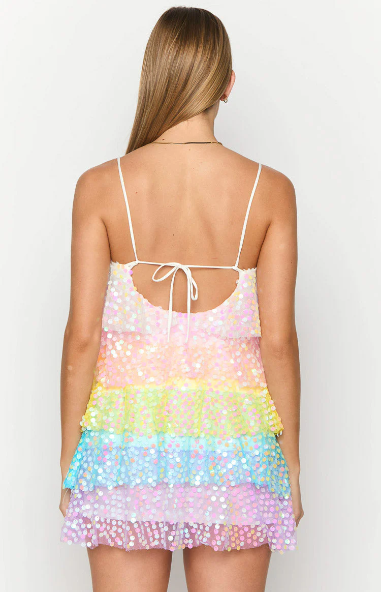 Darcy Rainbow Sparkle Mini Dress - luluinthesky