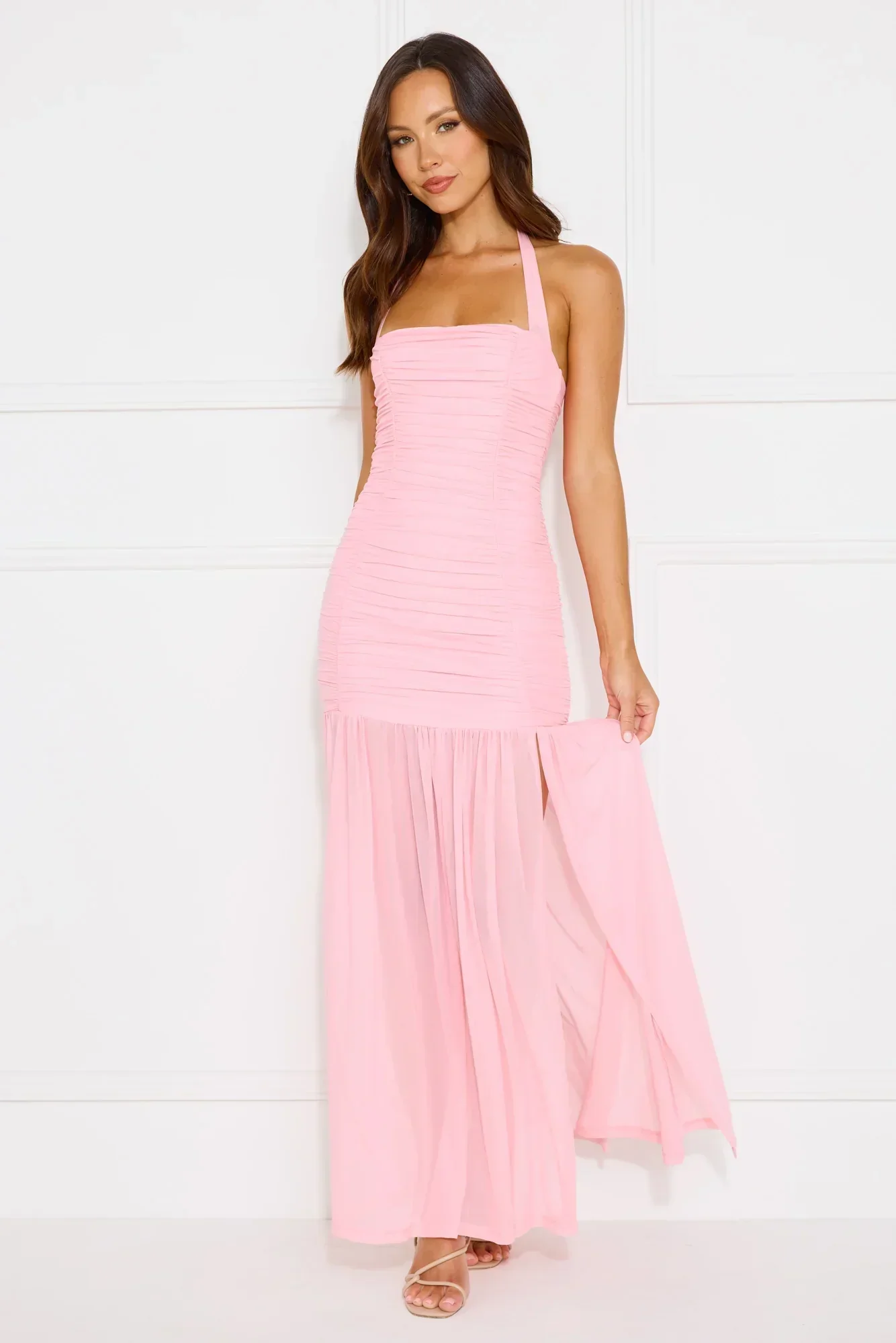 Aveline Halter Mesh Maxi Dress