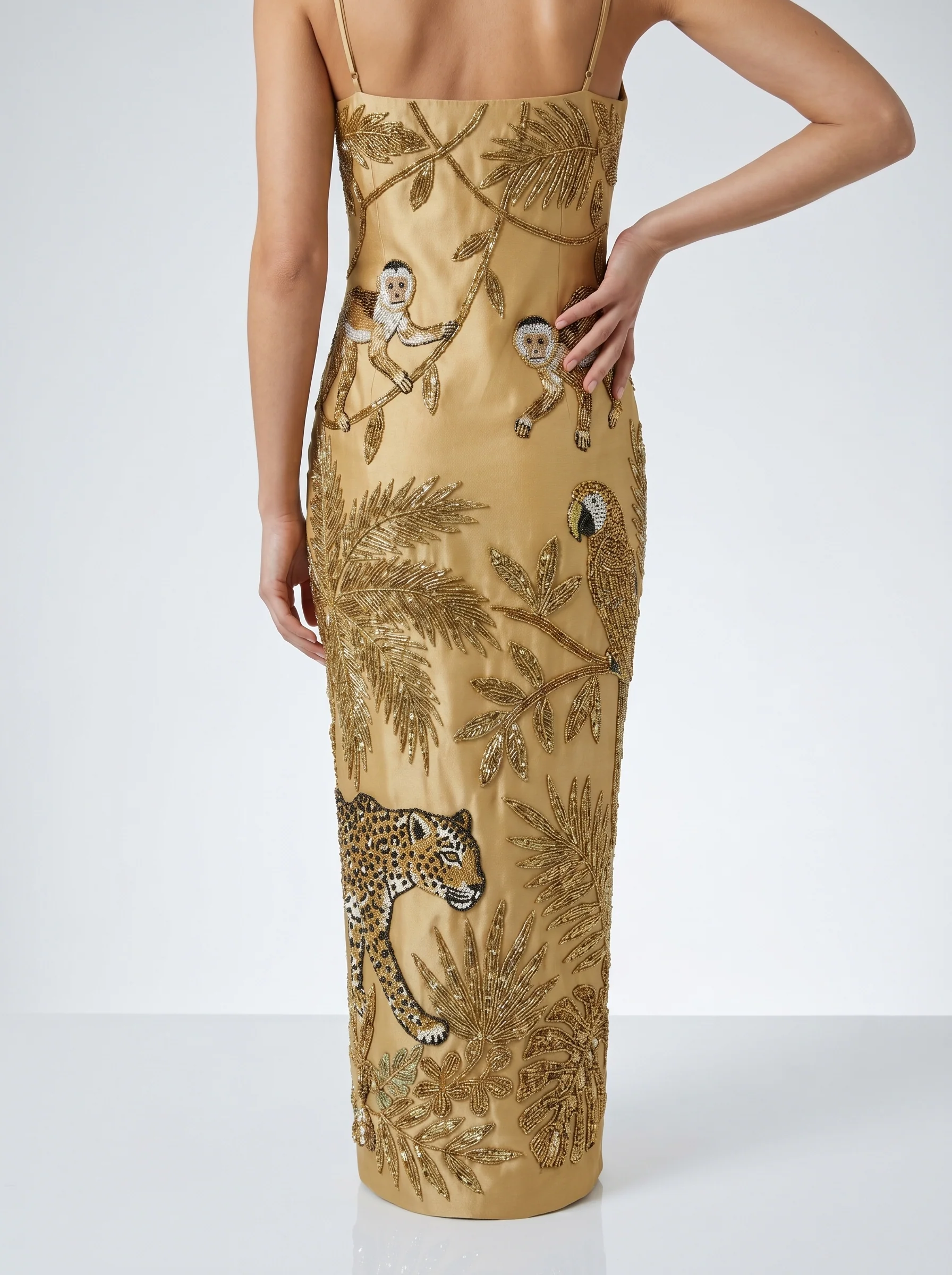 Zola Gold Midi Strap Dress