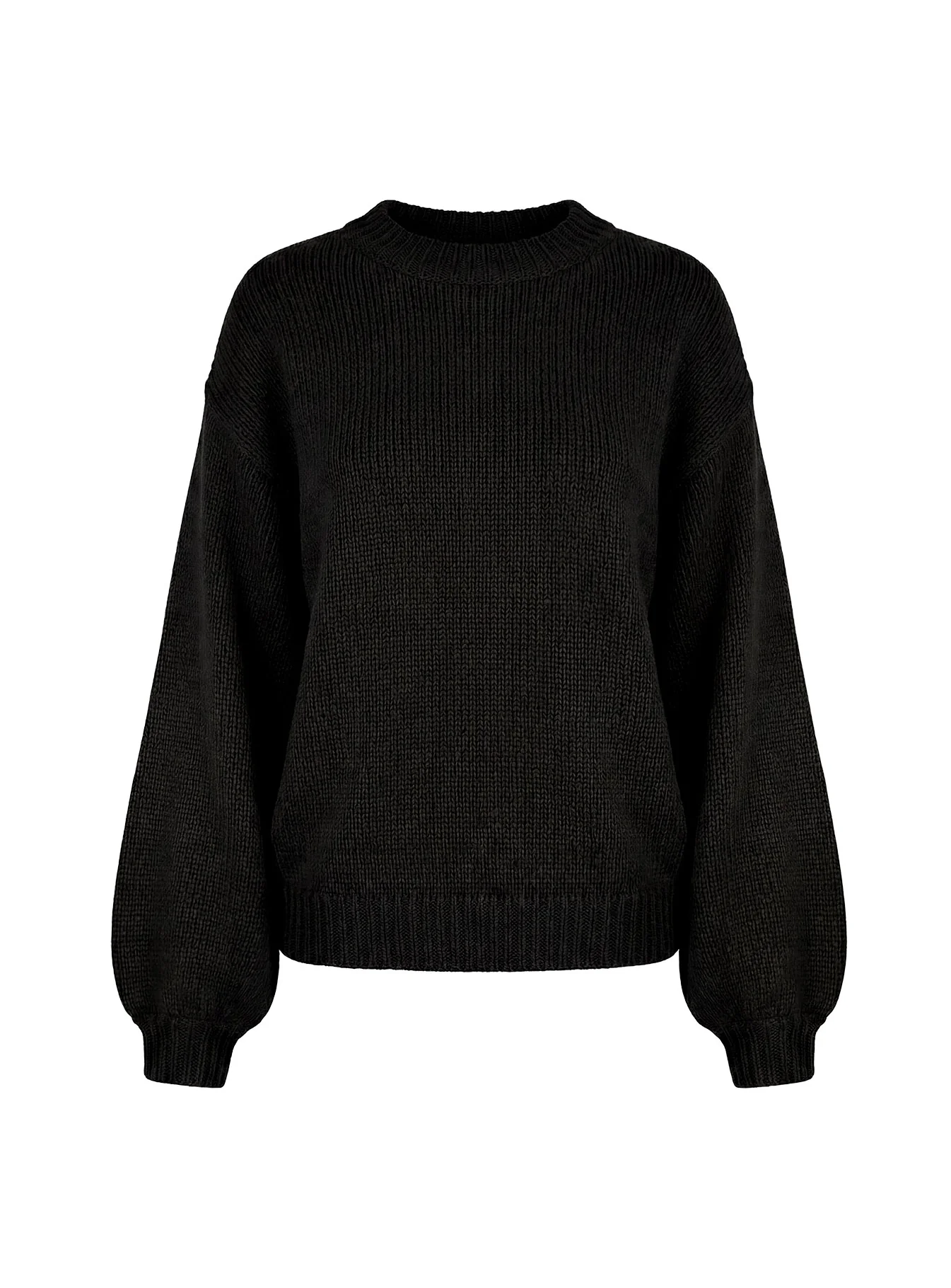 Harmony Balloon Sleeve Knit Sweater Black
