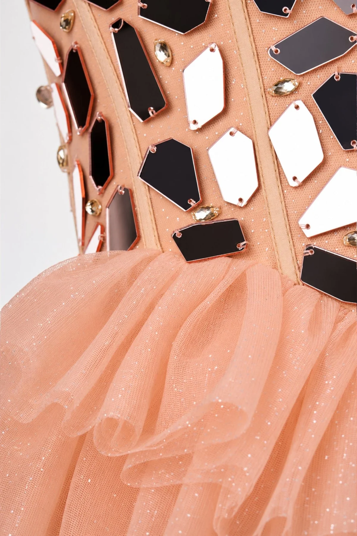 Sparkly Champagne Sweetheart A-Line Tulle Tiered Homecoming Dress