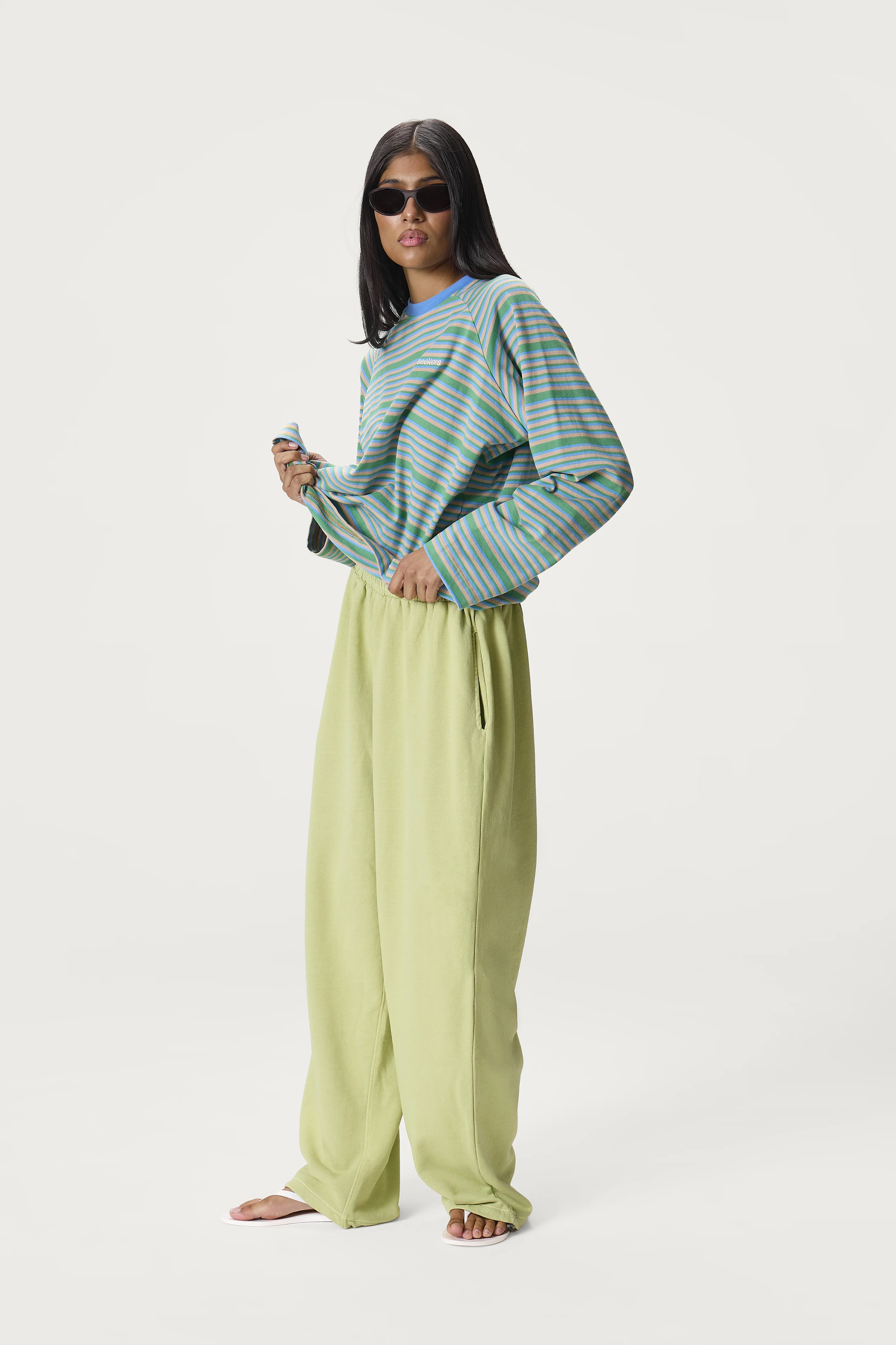 Douglas Oversized Long Sleeve Tee in Ocean