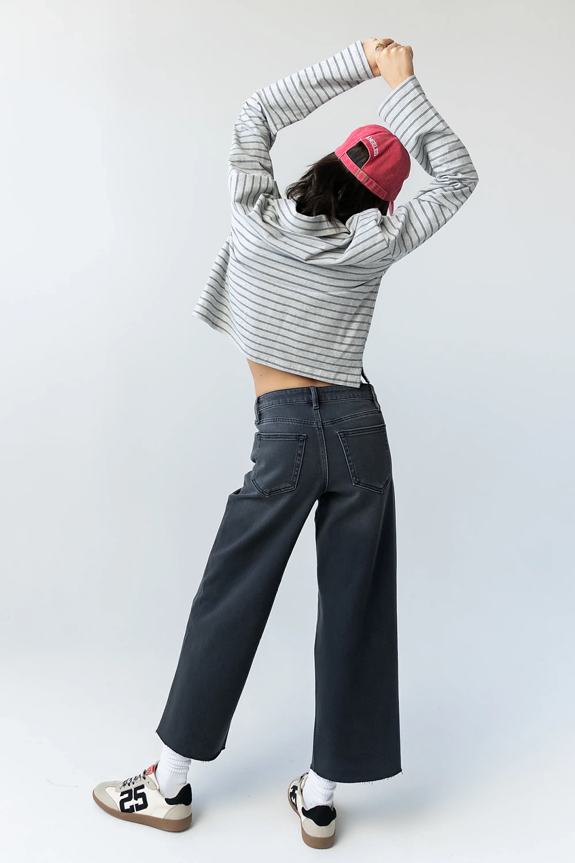 Kateri Striped Top in Heather Grey