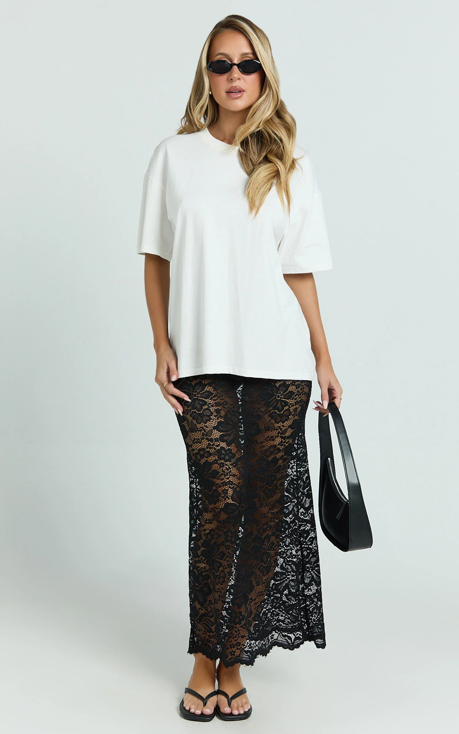 Prizza Top - Longline Boyfriend Tee Top in White