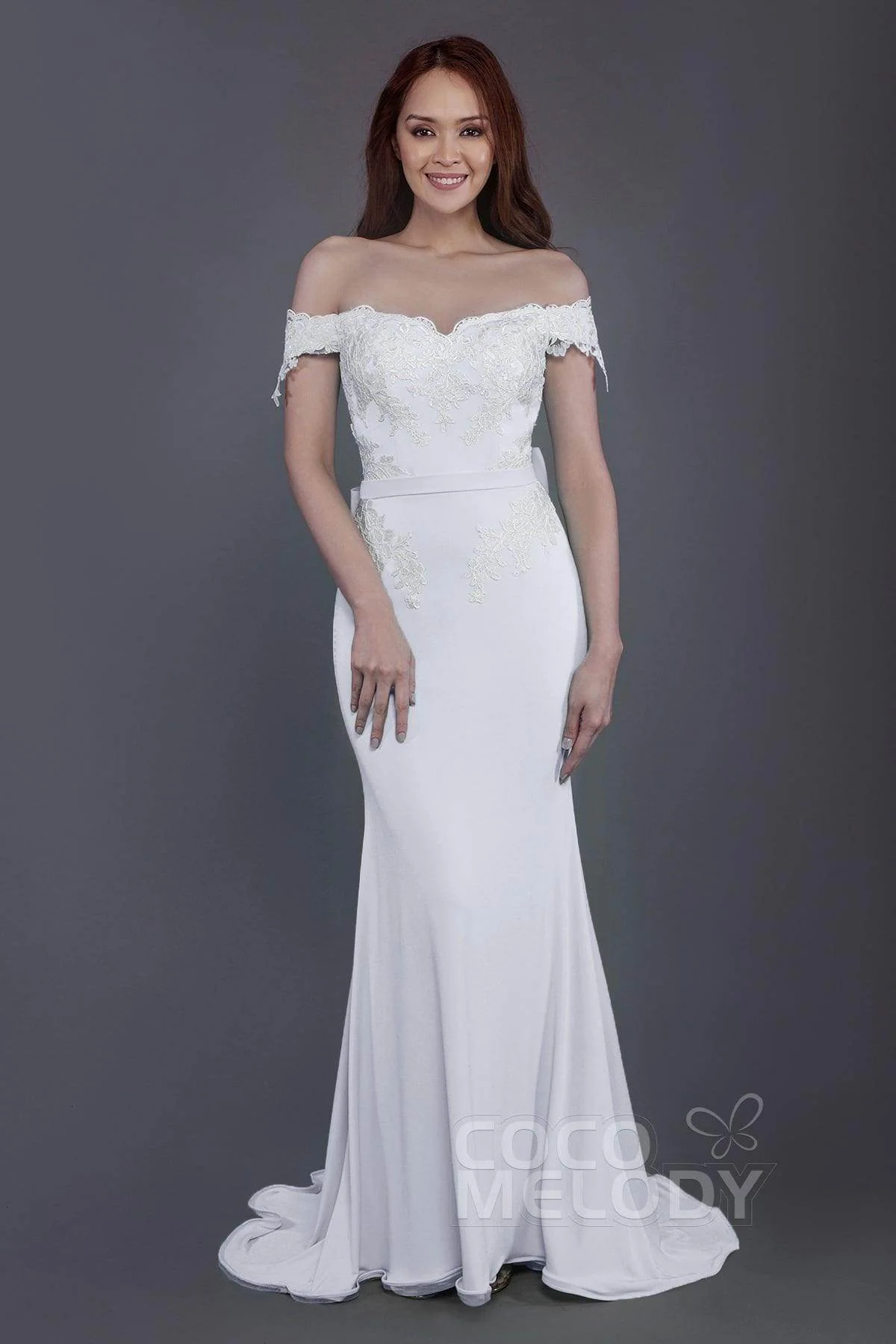 Mermaid Sweep Train Knitted Fabric Bridesmaid Dress PR3497