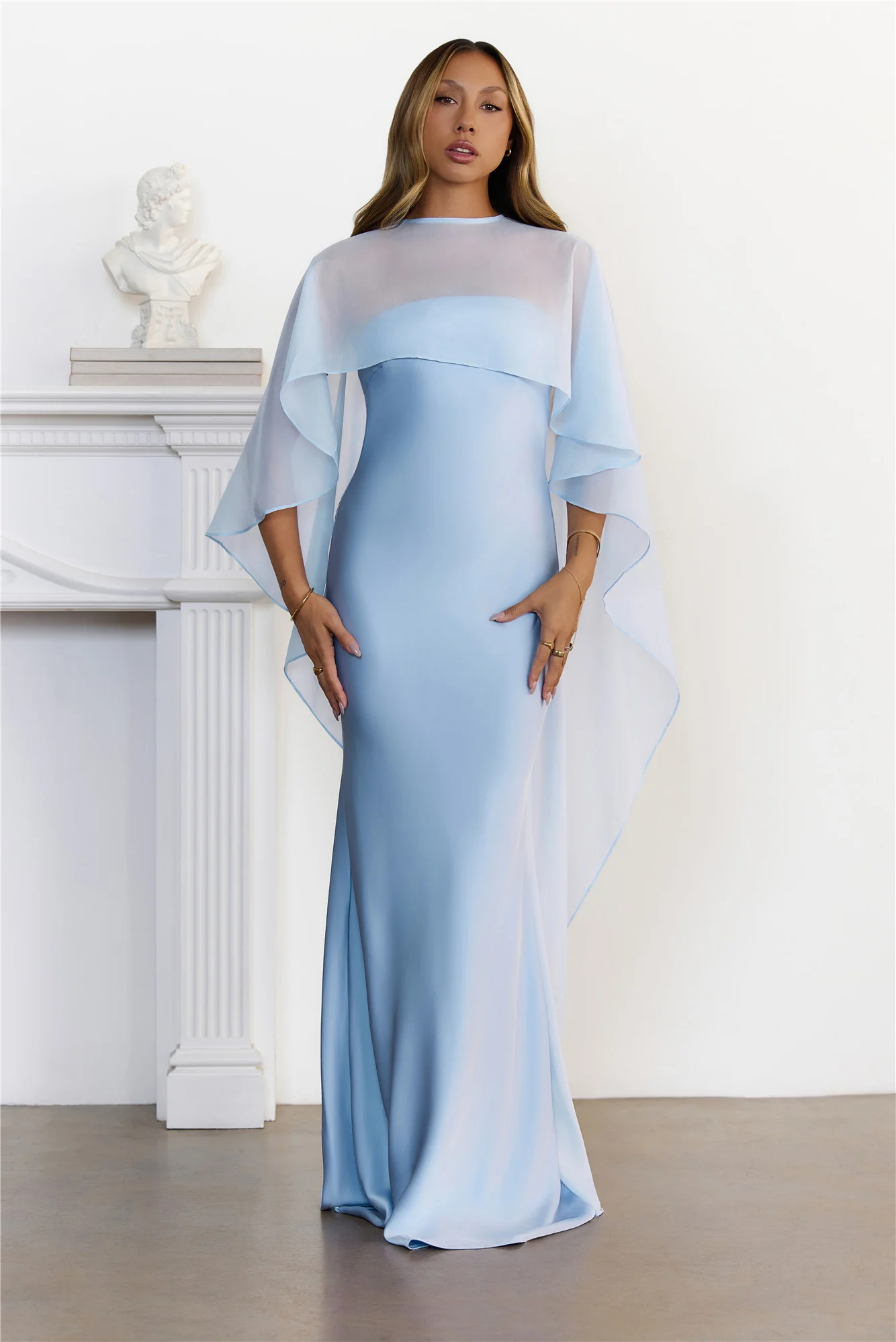 Love Locked In Sheer Overlay Maxi Dress Blue