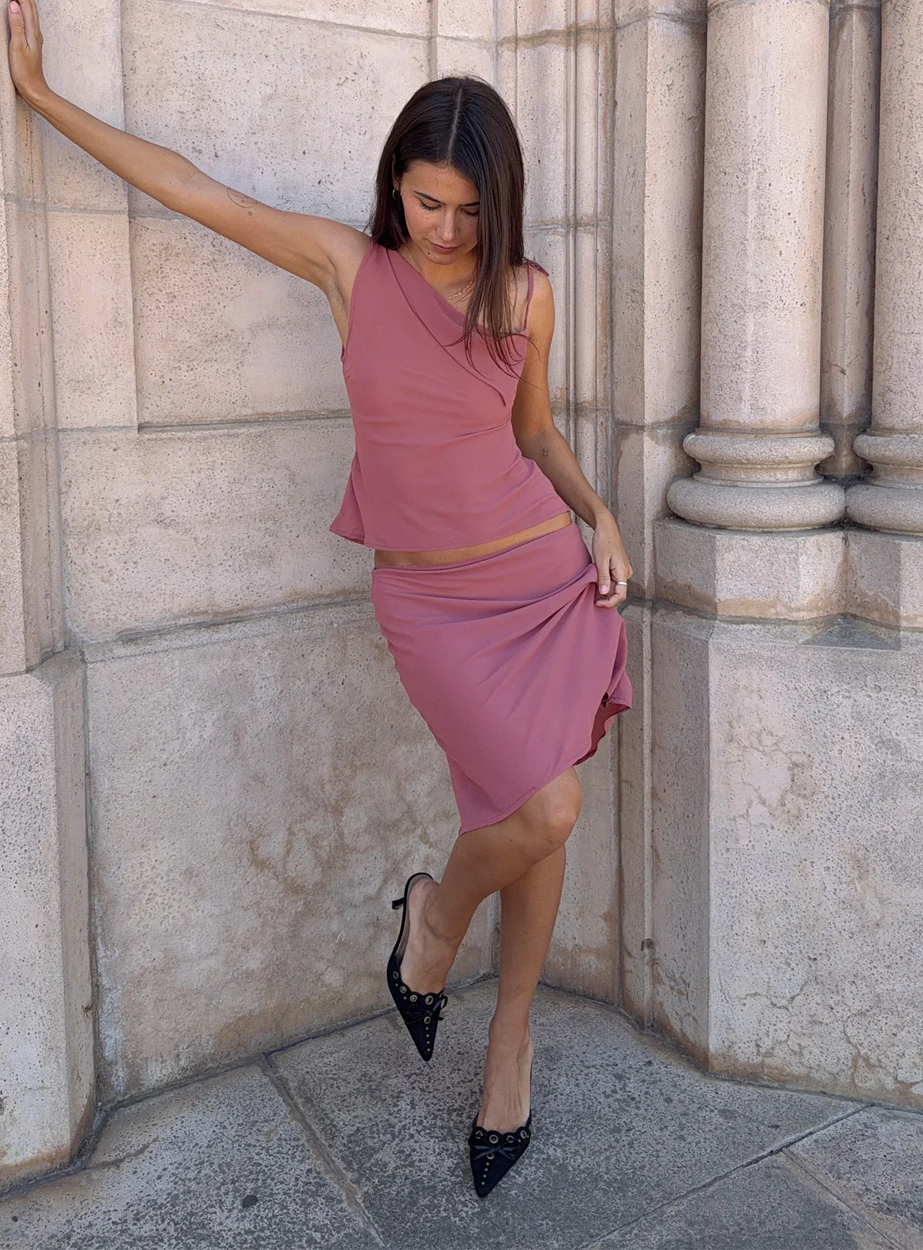 Vianna Sheer Midi Skirt Pink