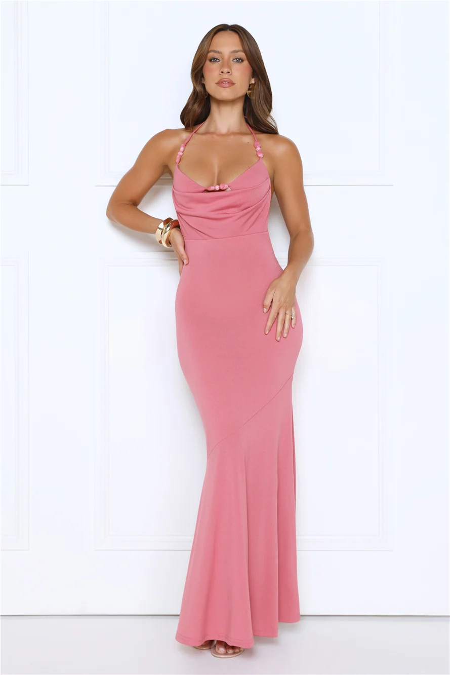 Radiance It Girl Halter Maxi Dress Rose