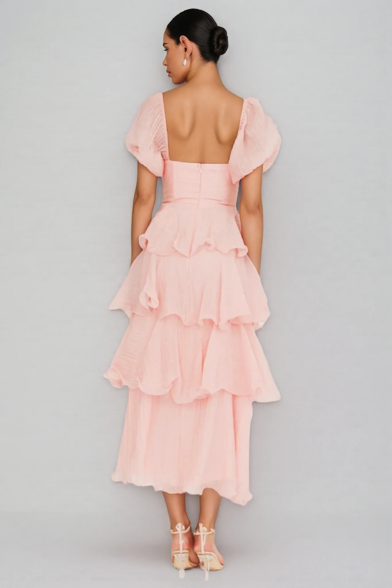 Anoney Puff Sleeve Layered Maxi Dress