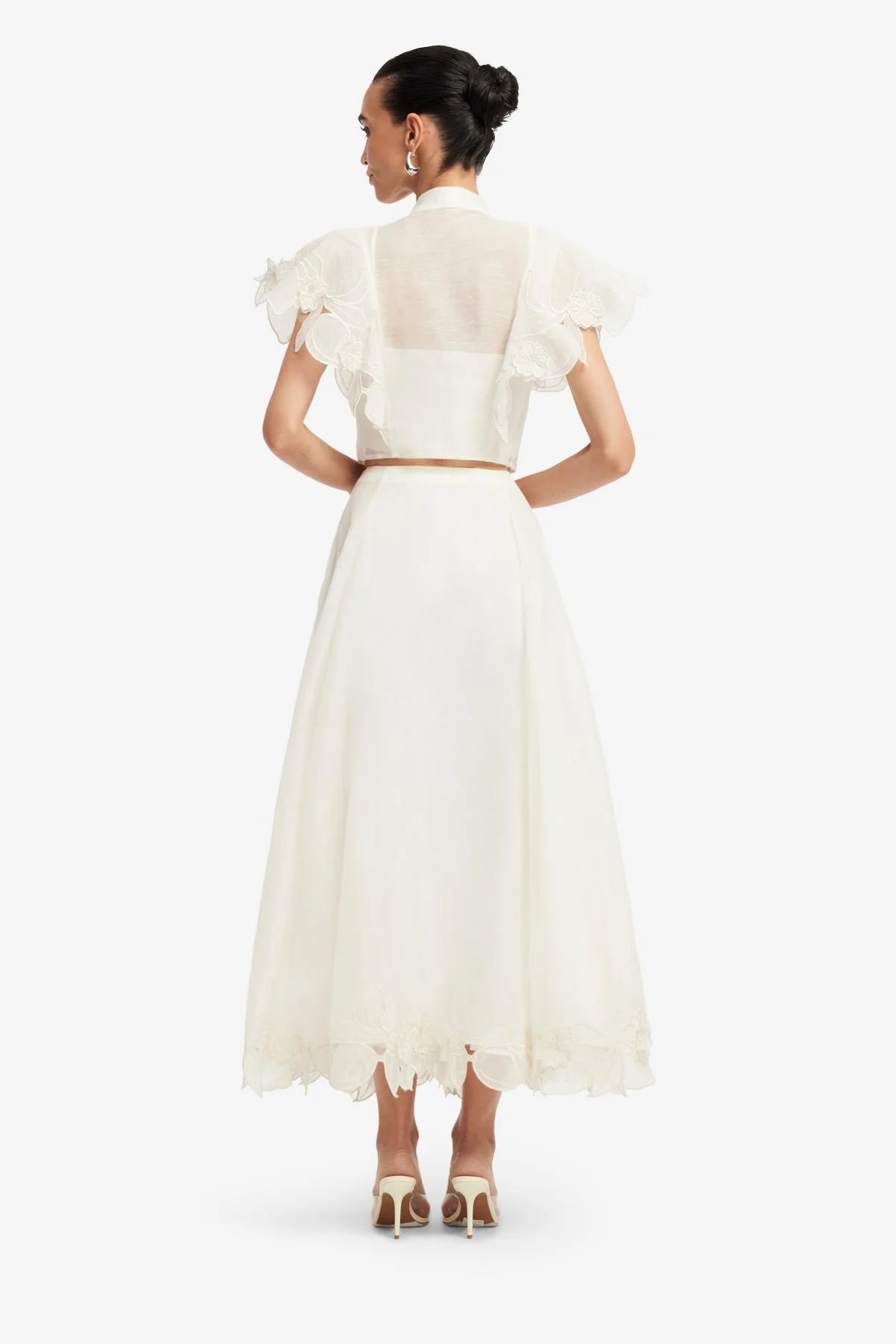 Jasmine Appliqué Flutter Sleeve Top - Snow
