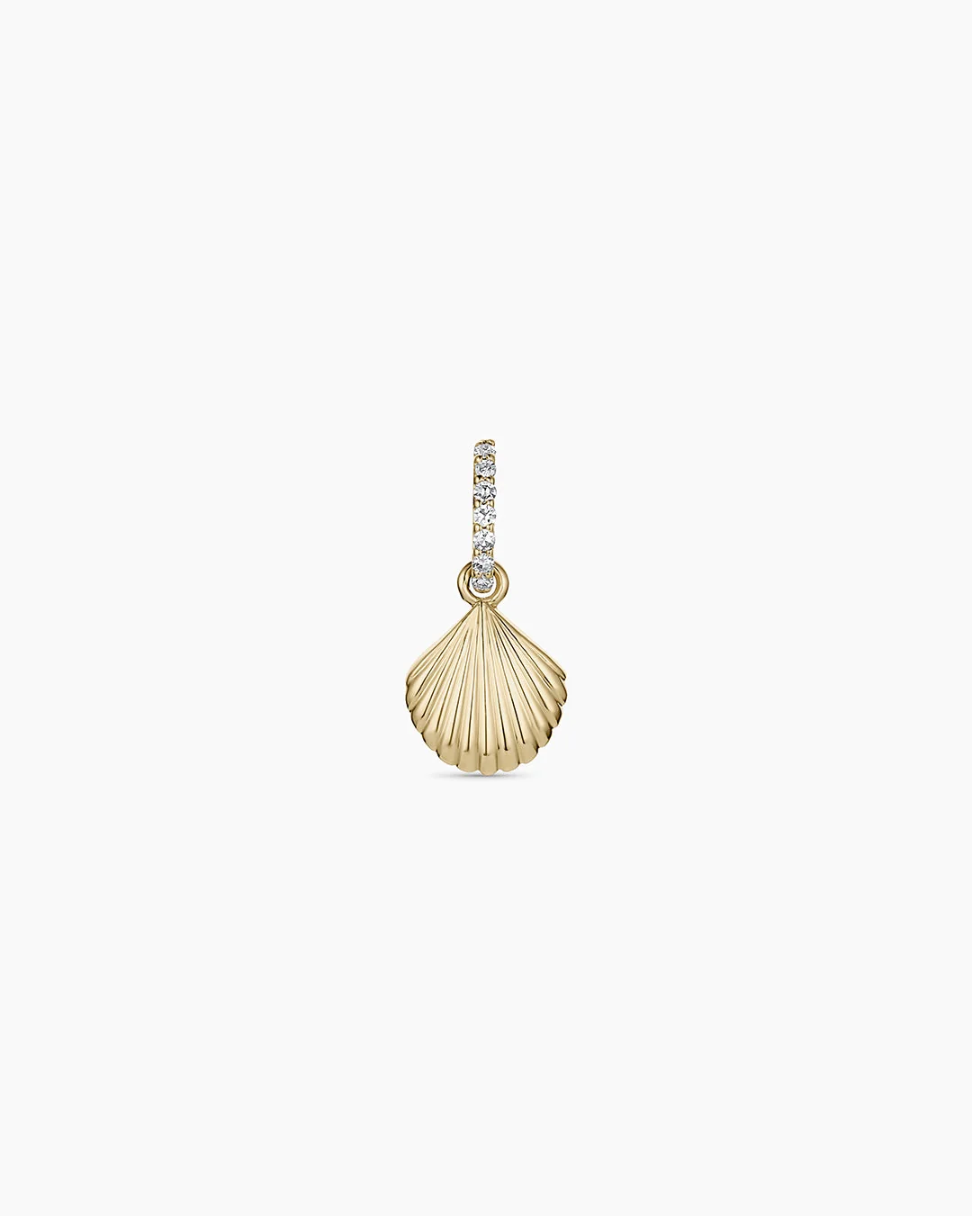 14K Diamond Scallop Charm