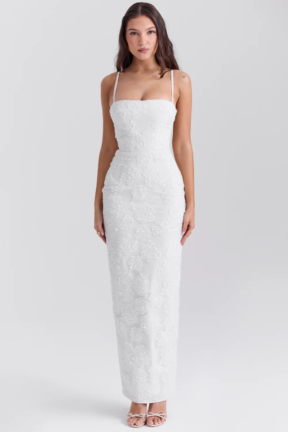 White Floral Lace Maxi Dress