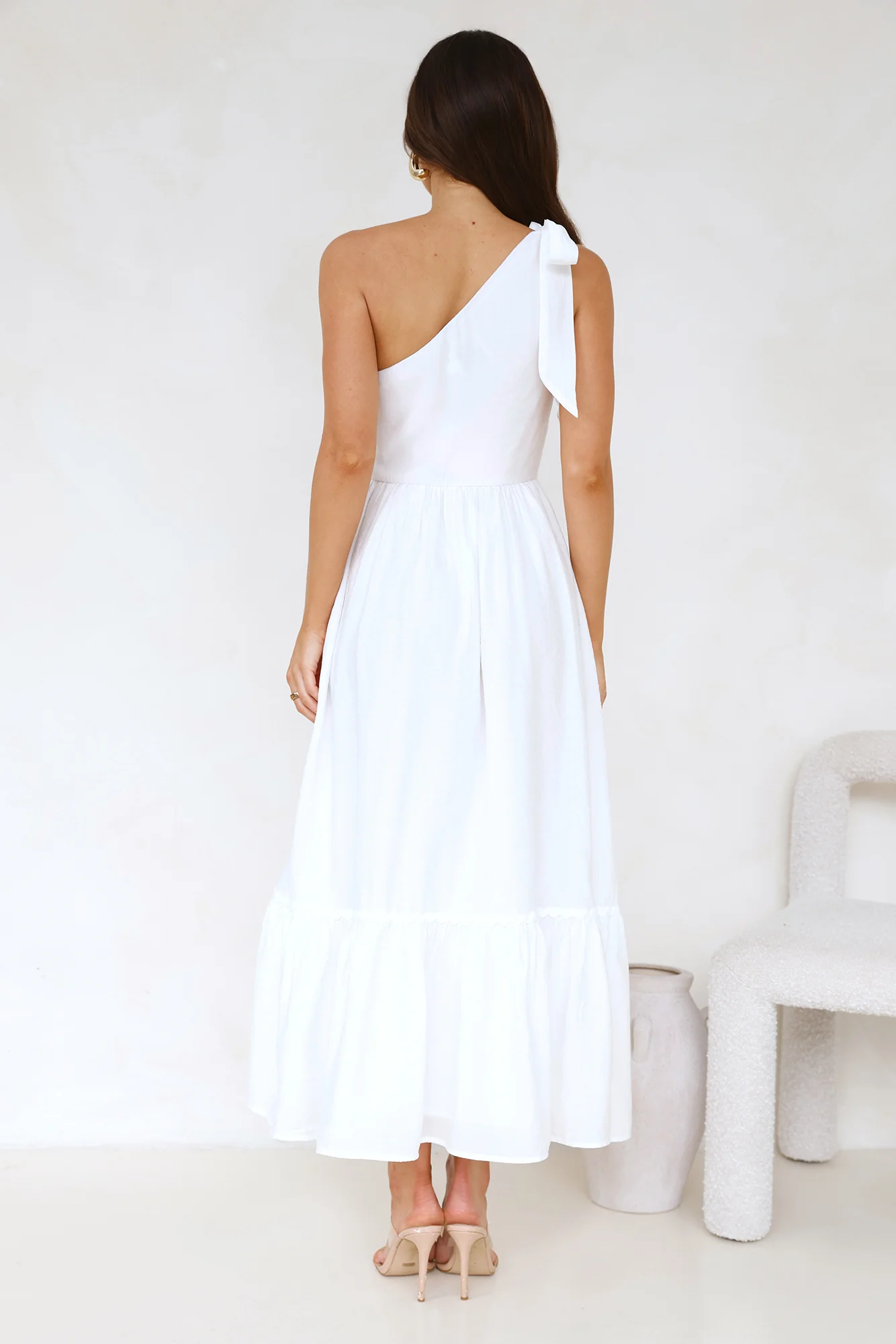 Calm Silence One Shoulder Maxi Dress White - luluinthesky