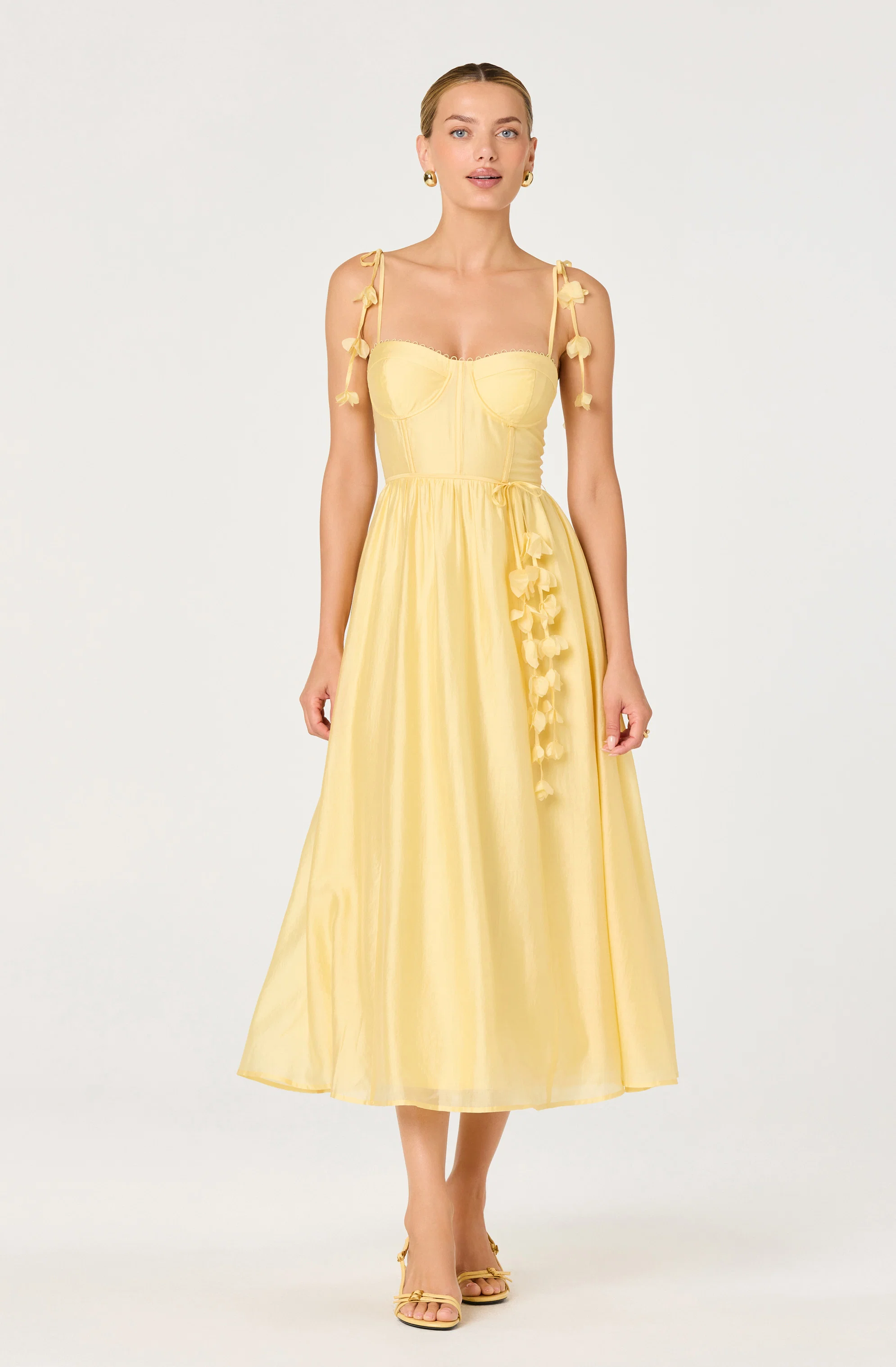 Halcyon 3D Flower Appliqué Midi Dress