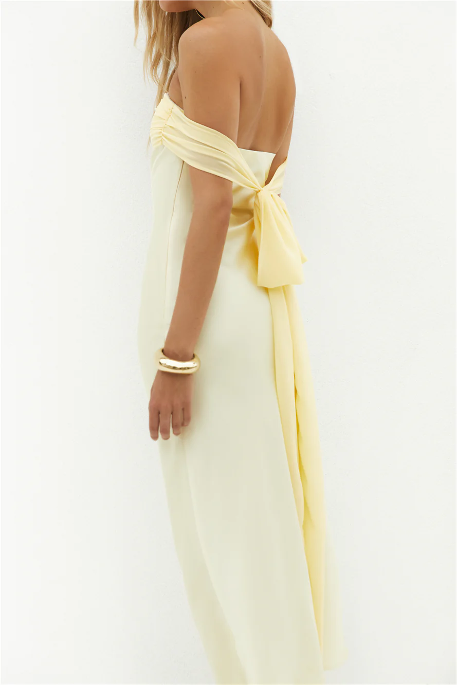 Cleo Cove Strapless Maxi Dress Butter Yellow - luluinthesky
