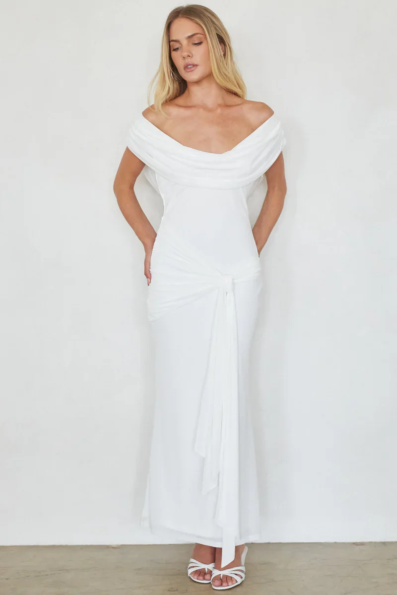 Dorit Mesh Tie Waist Maxi Dress