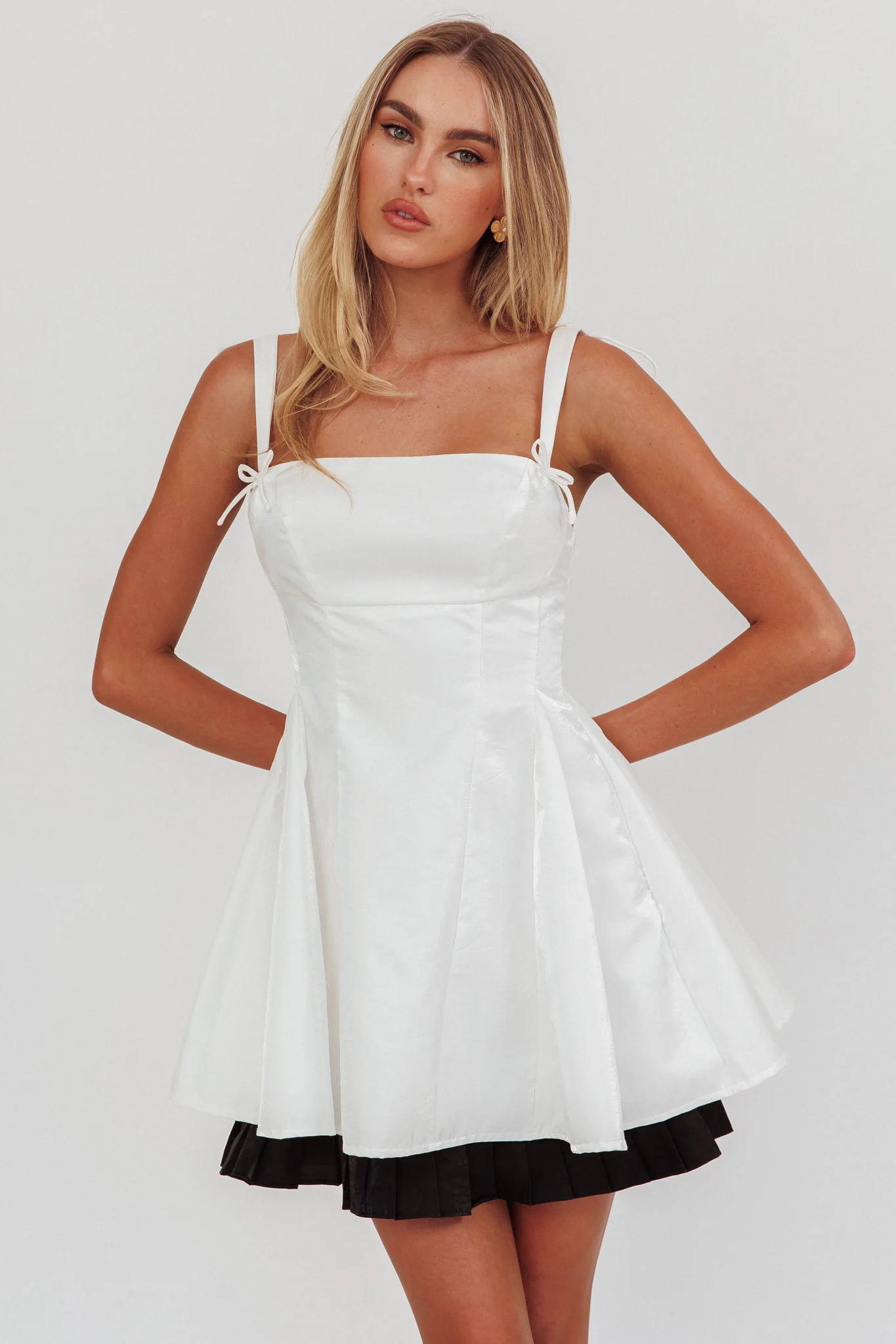 Night Rider Fit And Flare Mini Dress White - luluinthesky