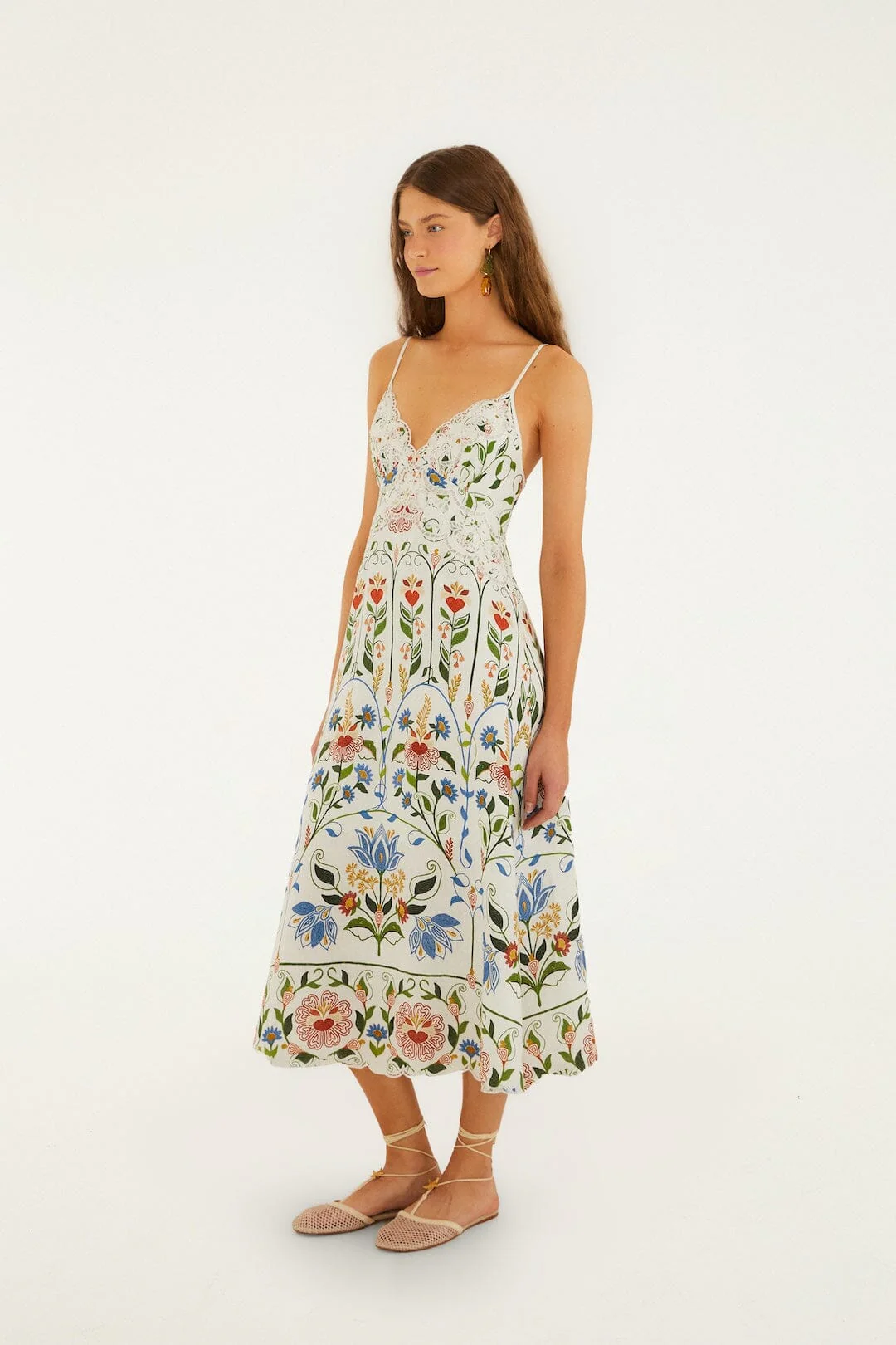 Off-White Stitched Garden Midi Dress
