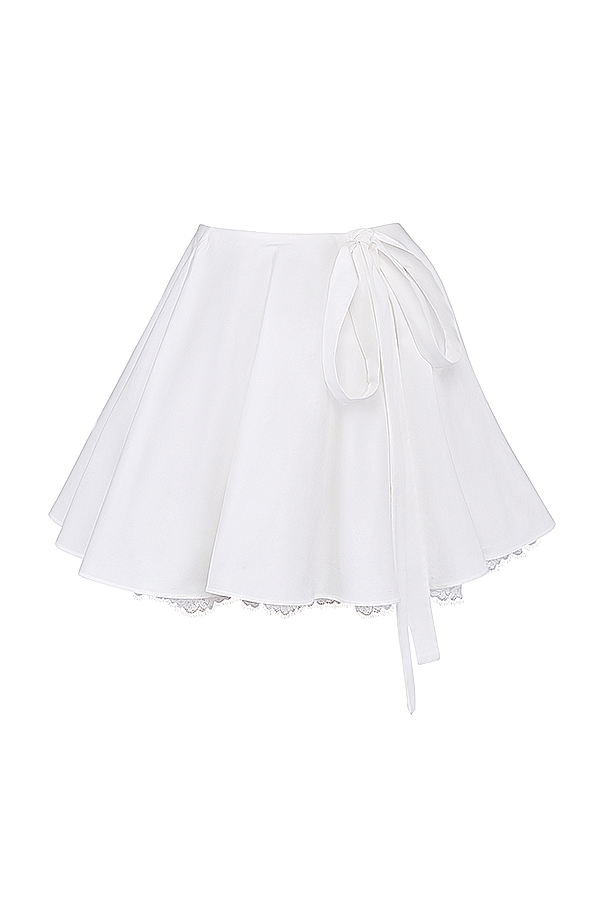 White Bow Mini Skirt