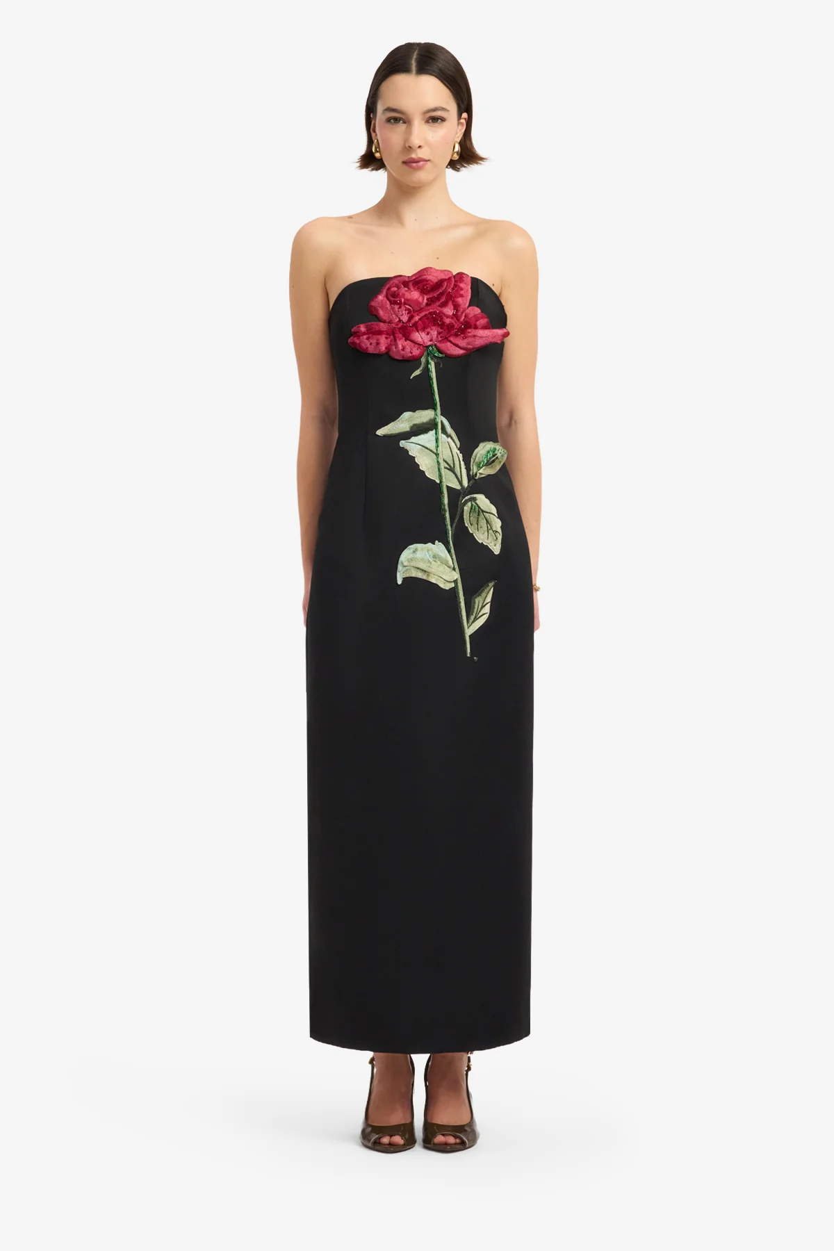 Rayna Appliqué Rose Maxi Dress - Ebony