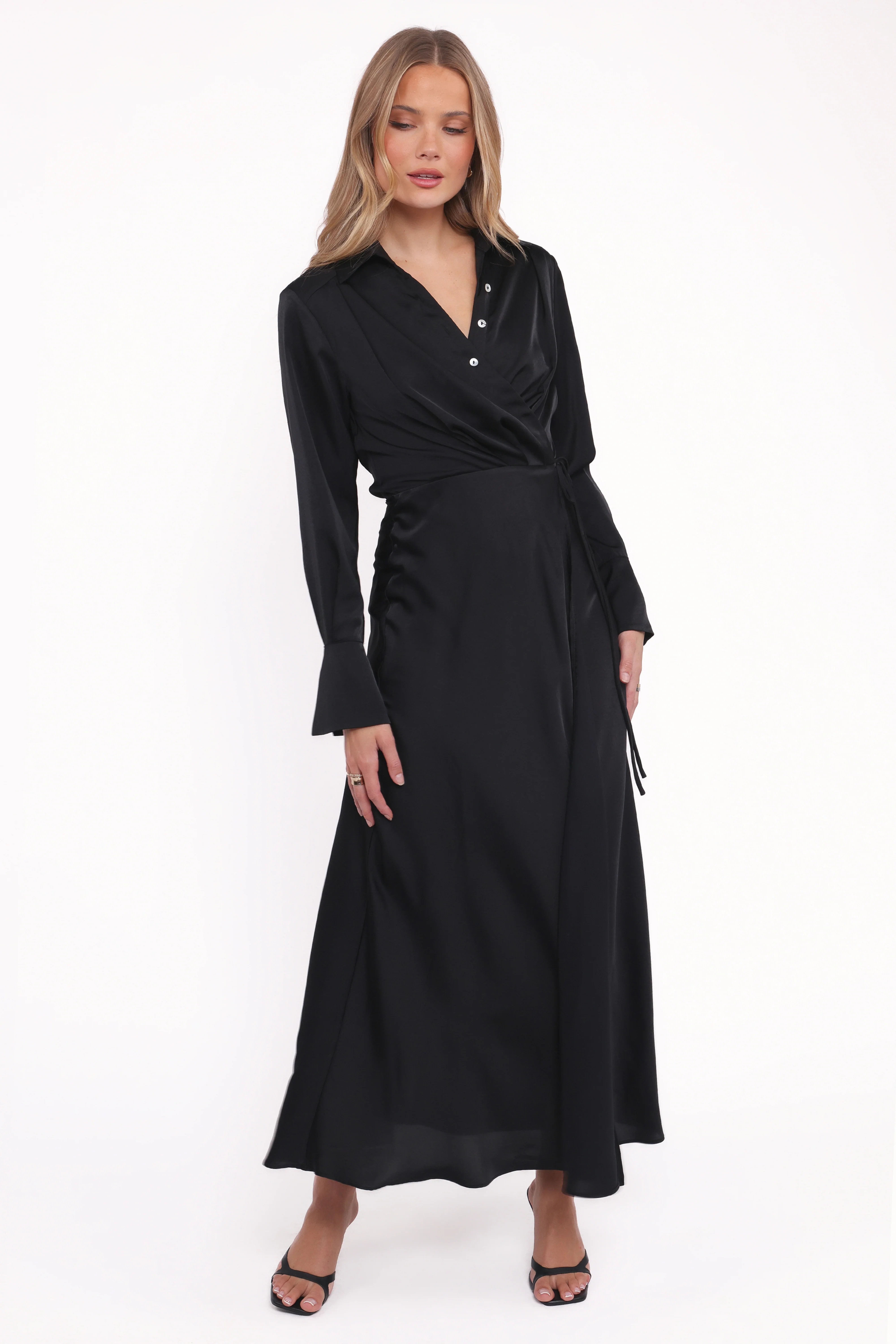 Verna Long Sleeve Maxi Dress - Black