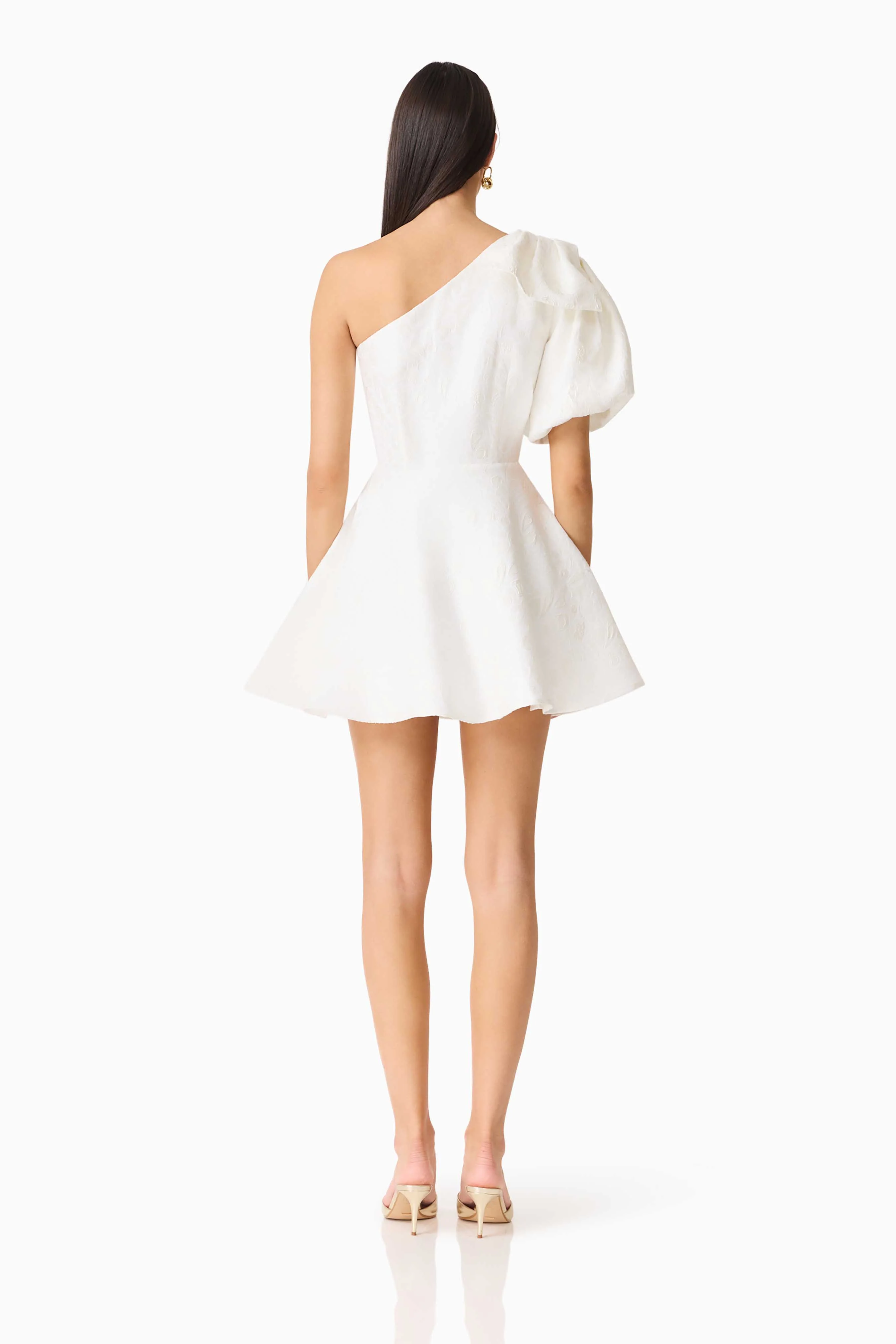 Saffron Asymmetrical Mini Dress in White