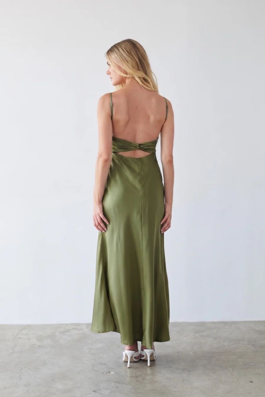 Andie Open Back Satin Maxi Dress