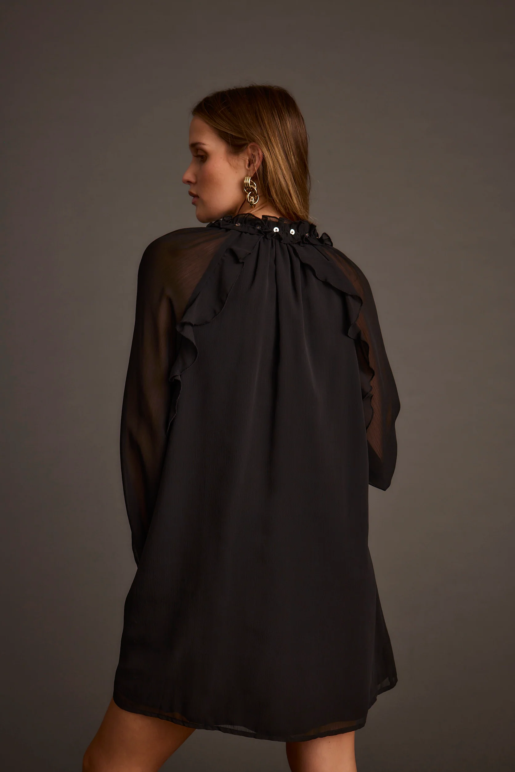 Alice Black Chiffon Mini Dress