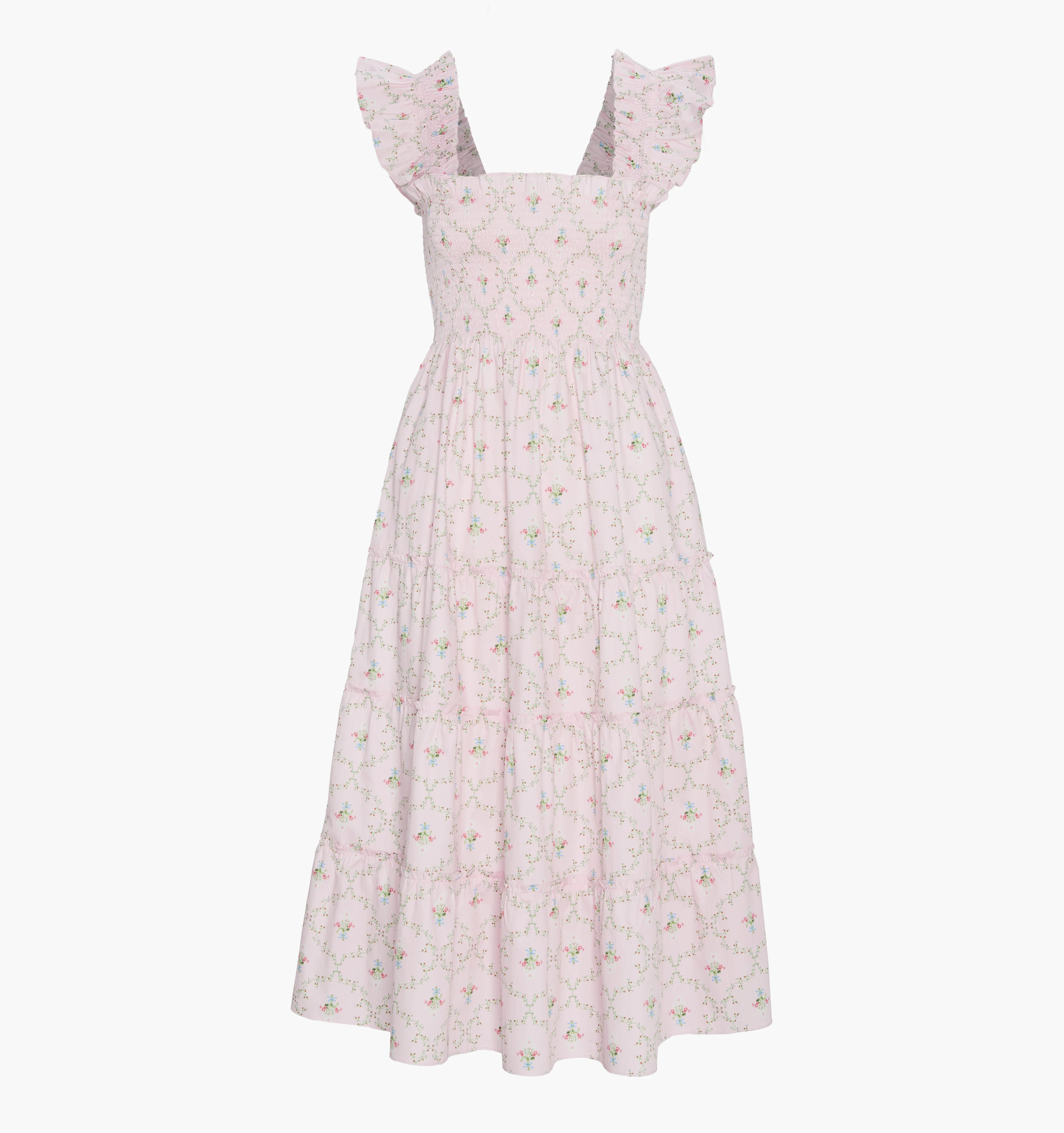 The Ellie Nap Dress - Light Pink Trellis