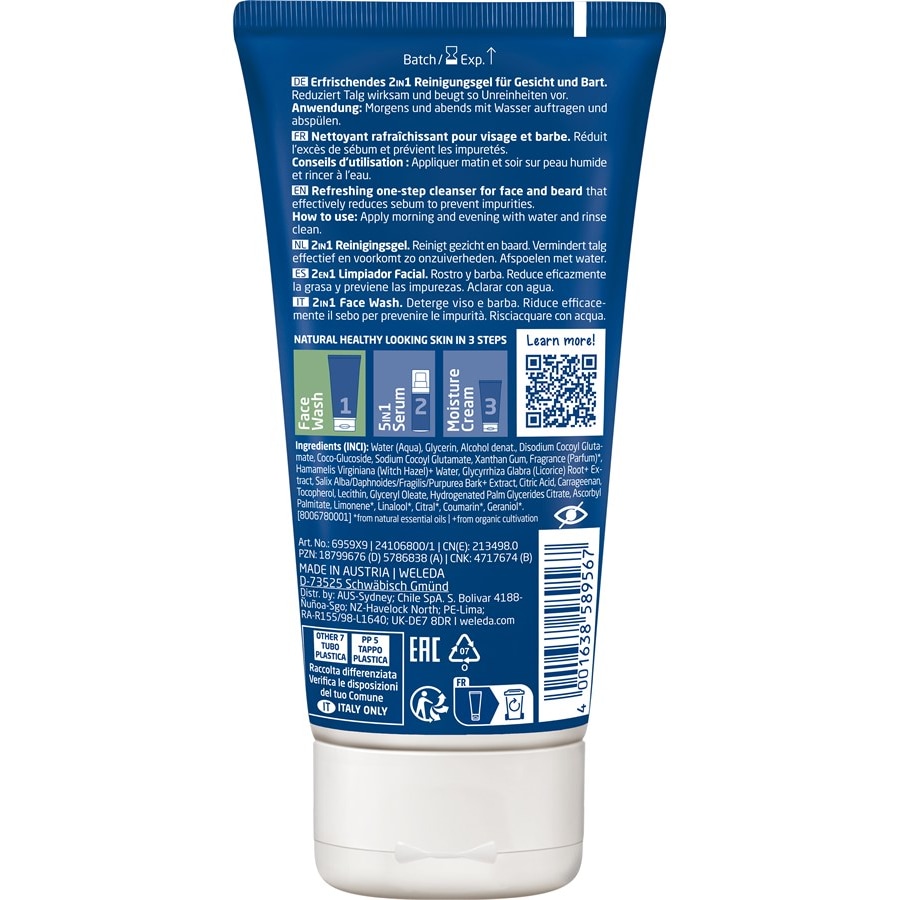 WELEDA Oczyszczanie twarzy Płyn do mycia twarzy For Men 2w1