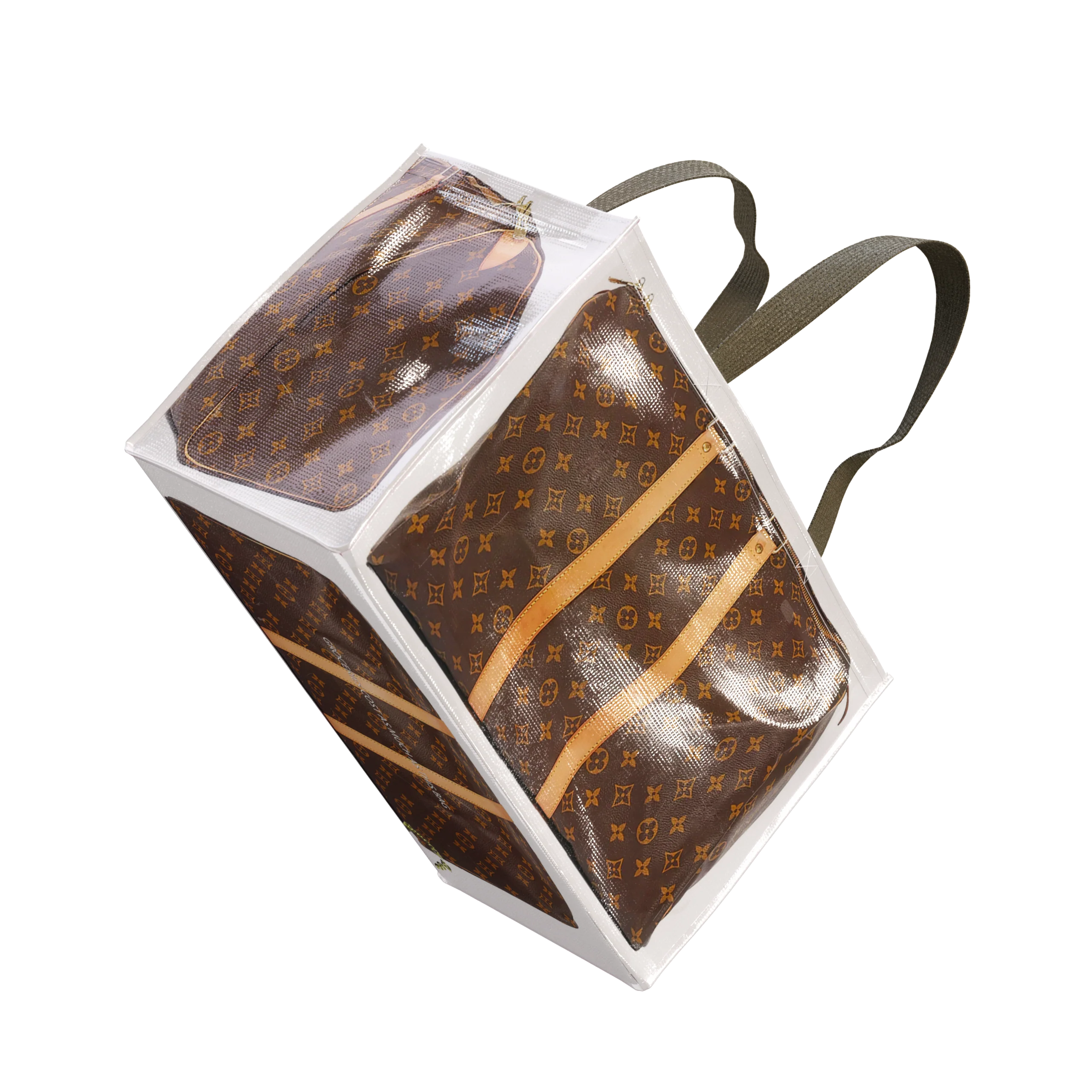 Tita Elvie Duffle Grocery Bag, Brown Canvas, Large