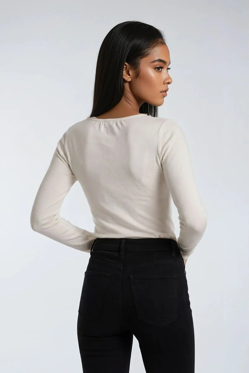 Boat Neck Long-Sleeve Top