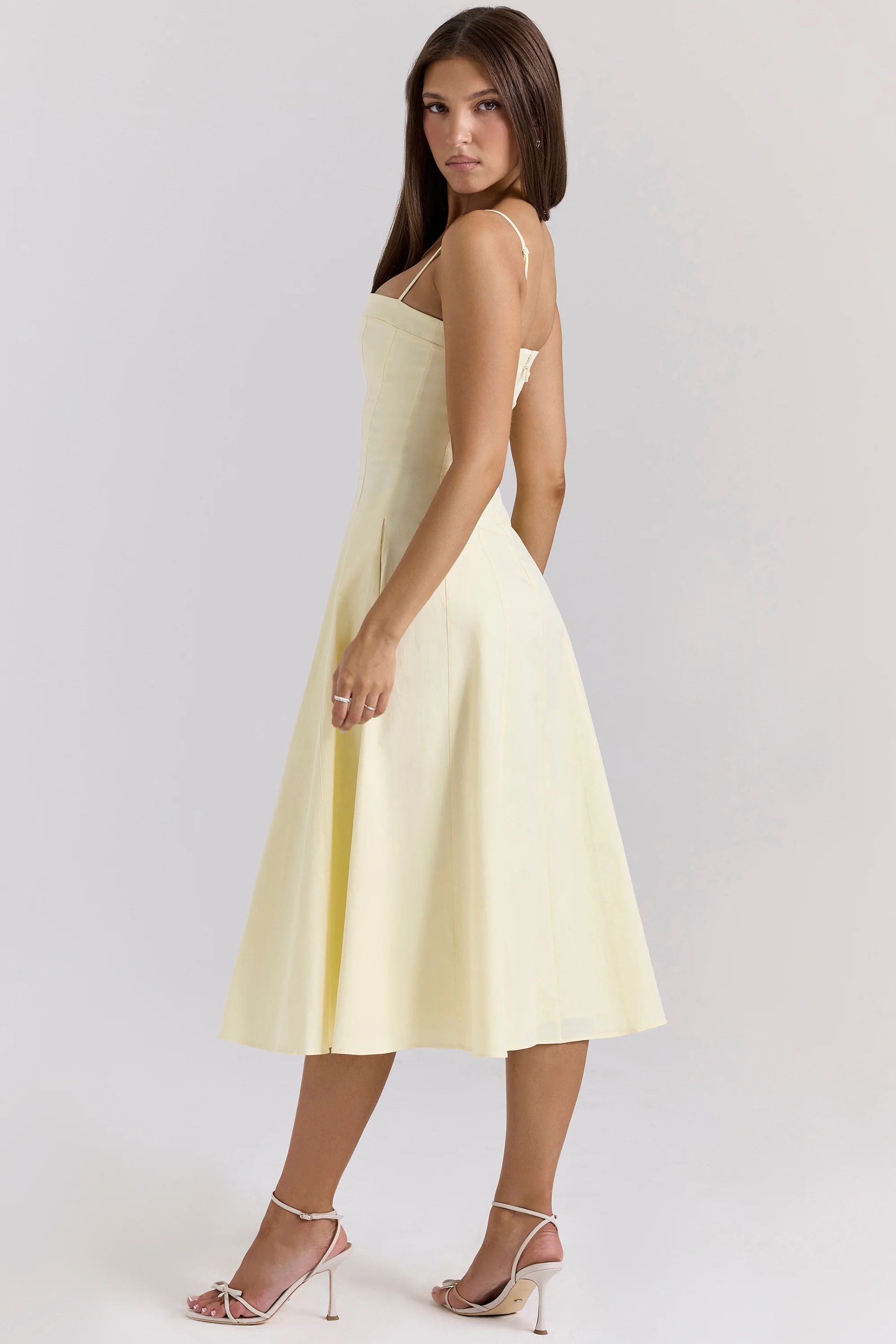 lemon stretch cotton a-line midi sundress - luluinthesky