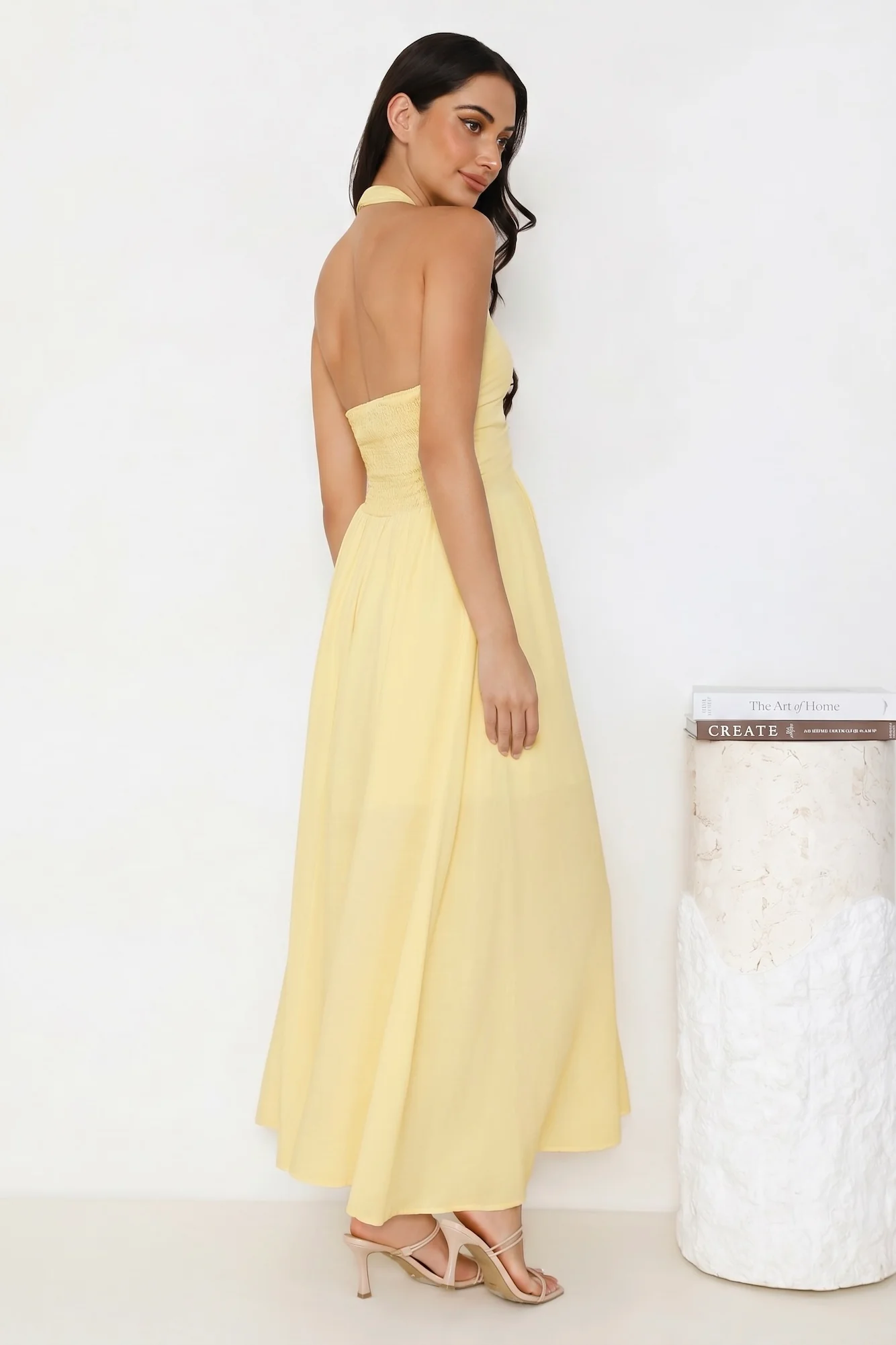 Keep It Light Halter Maxi Dress Yellow