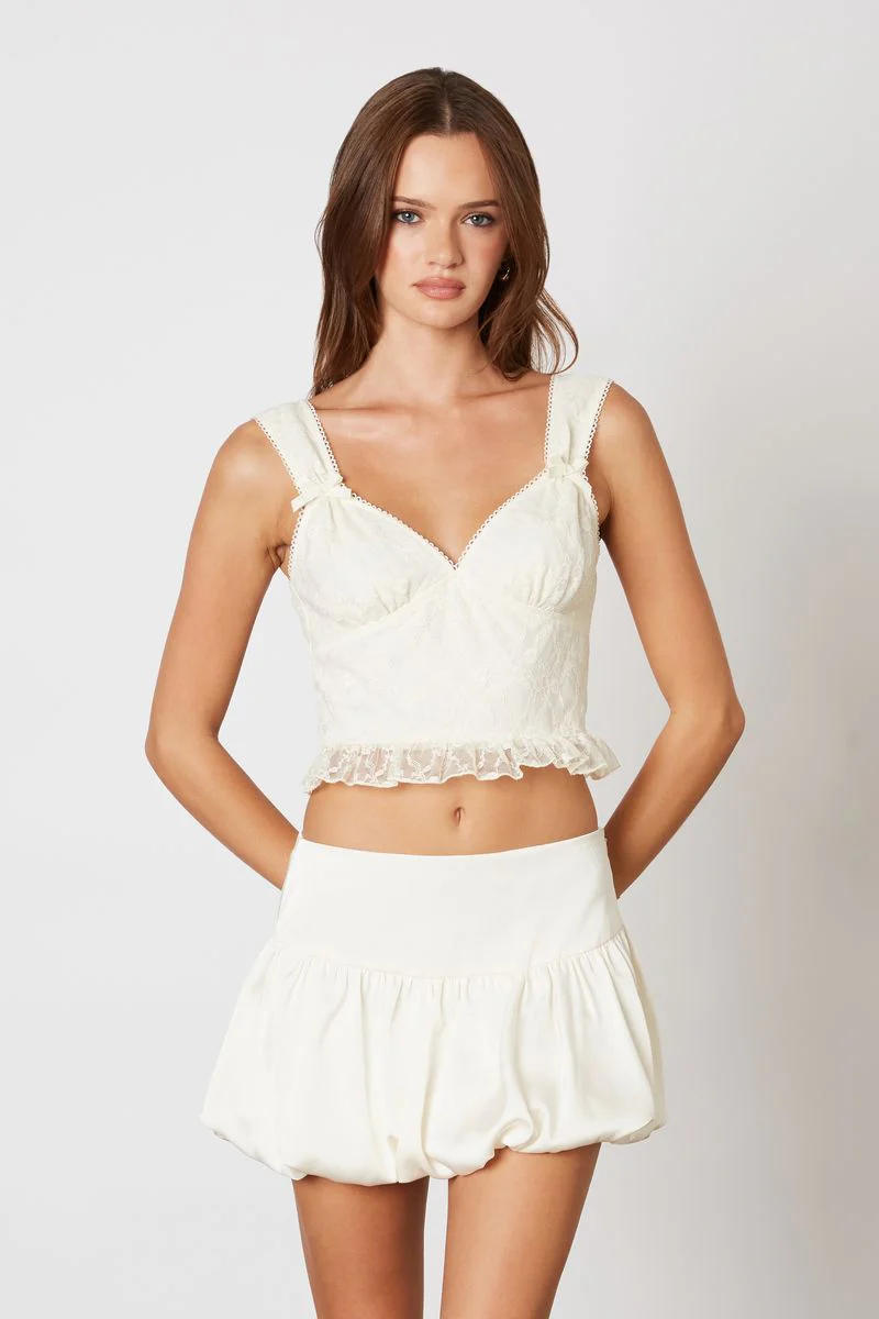 Lace Ruffle Bow Top