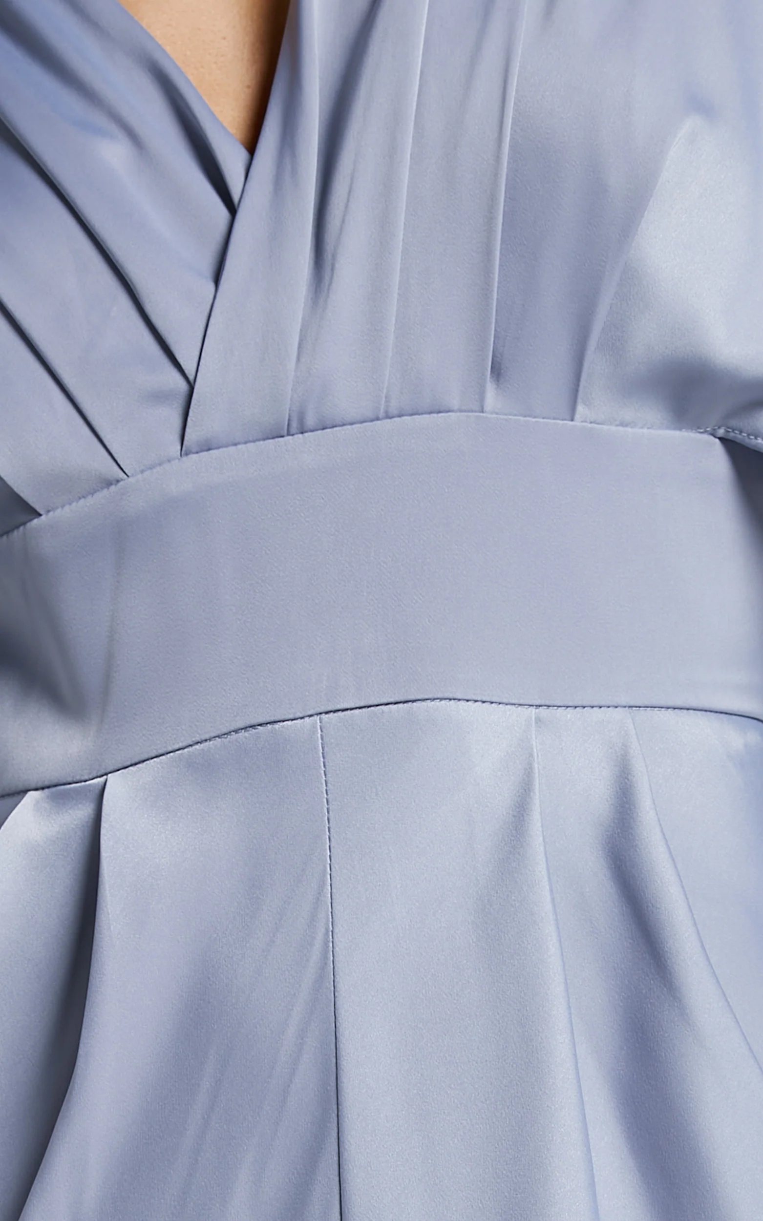 Gemalyn Midi Dress - Angel Sleeve V Neck Split Dress in Sky Blue