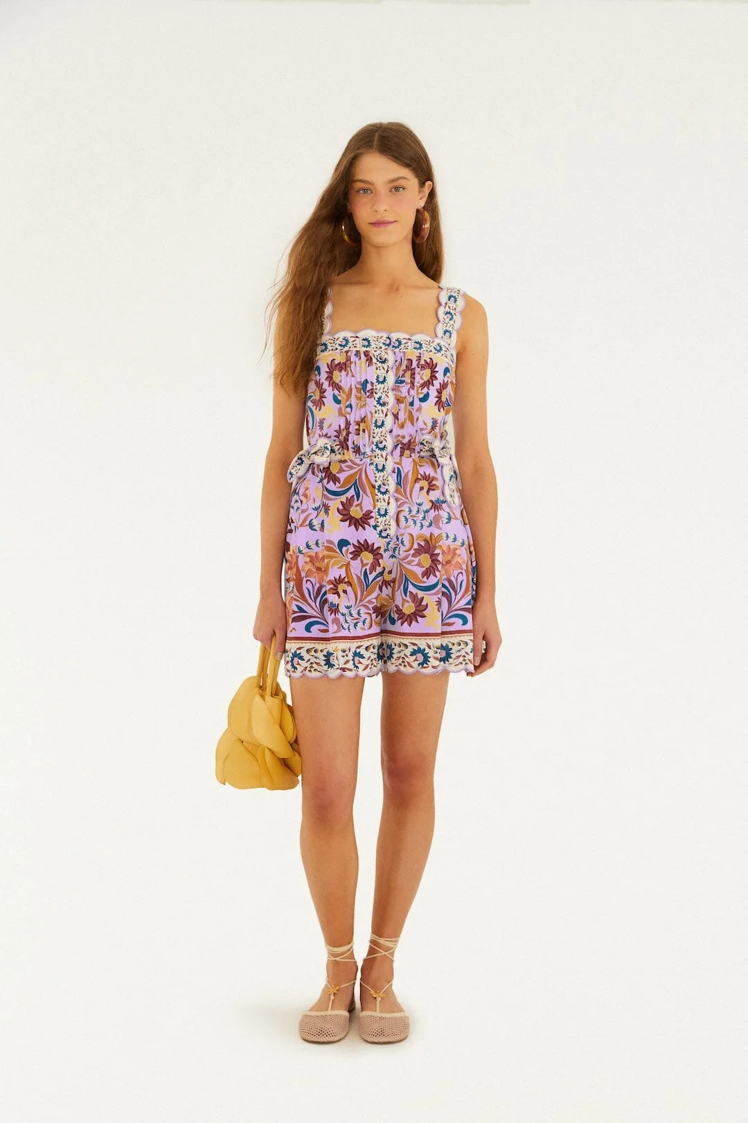 Lilac Flower Tiles Romper