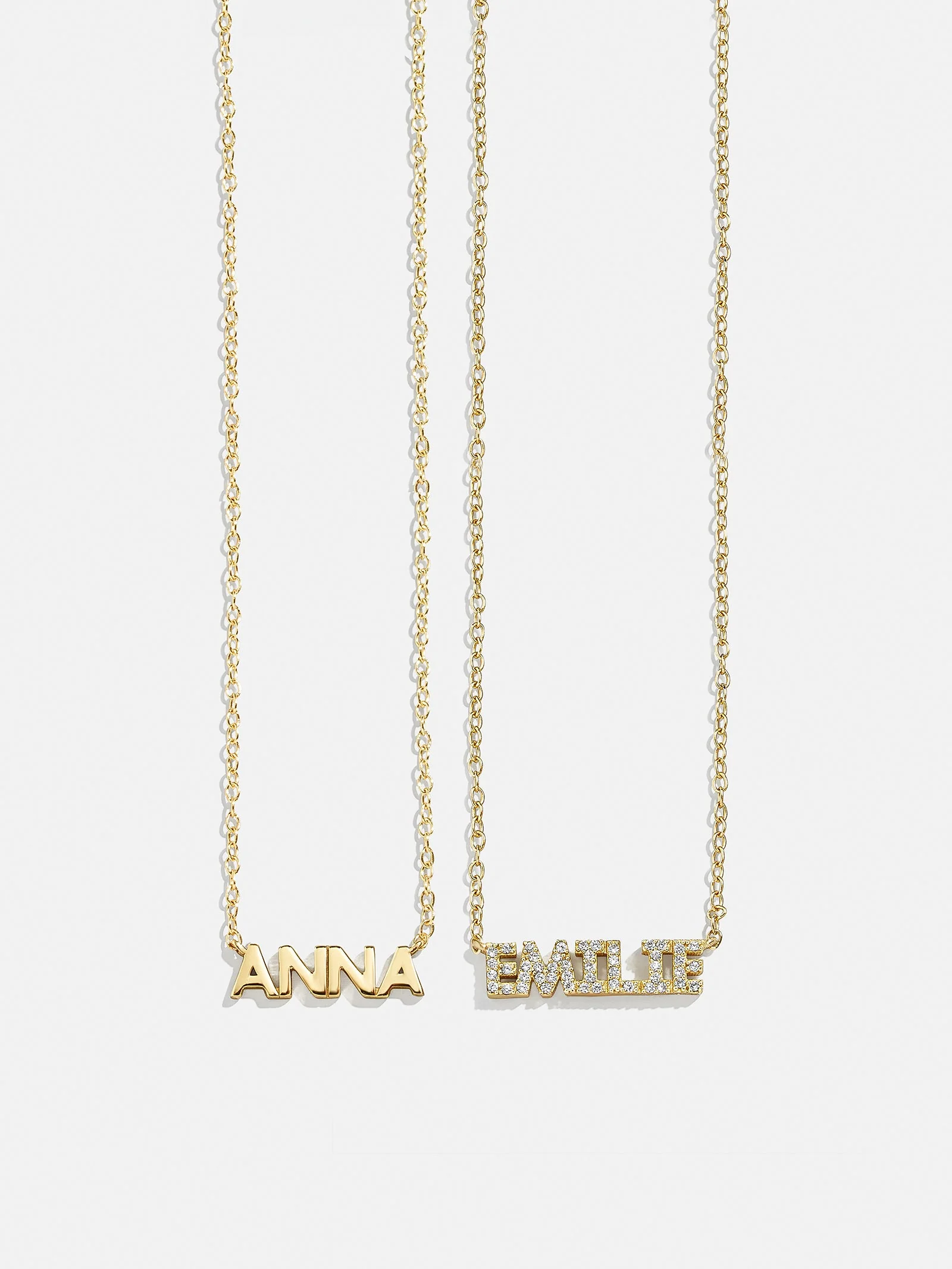 14K Gold Custom Nameplate Necklace - Mini Block