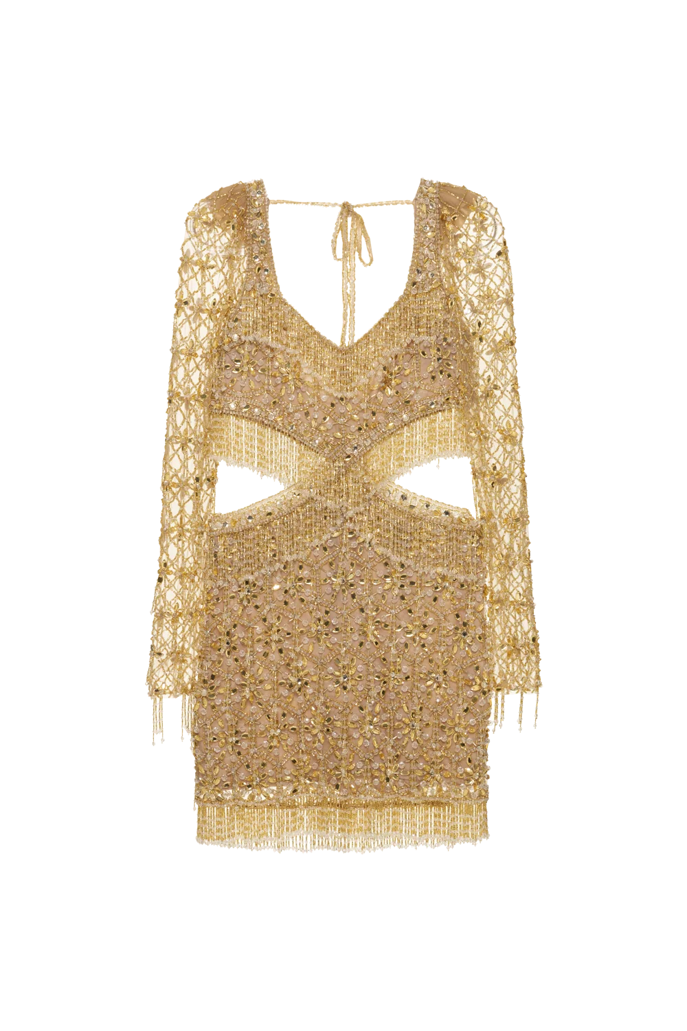 Crystal Embroidery Long Sleeve Mini Dress