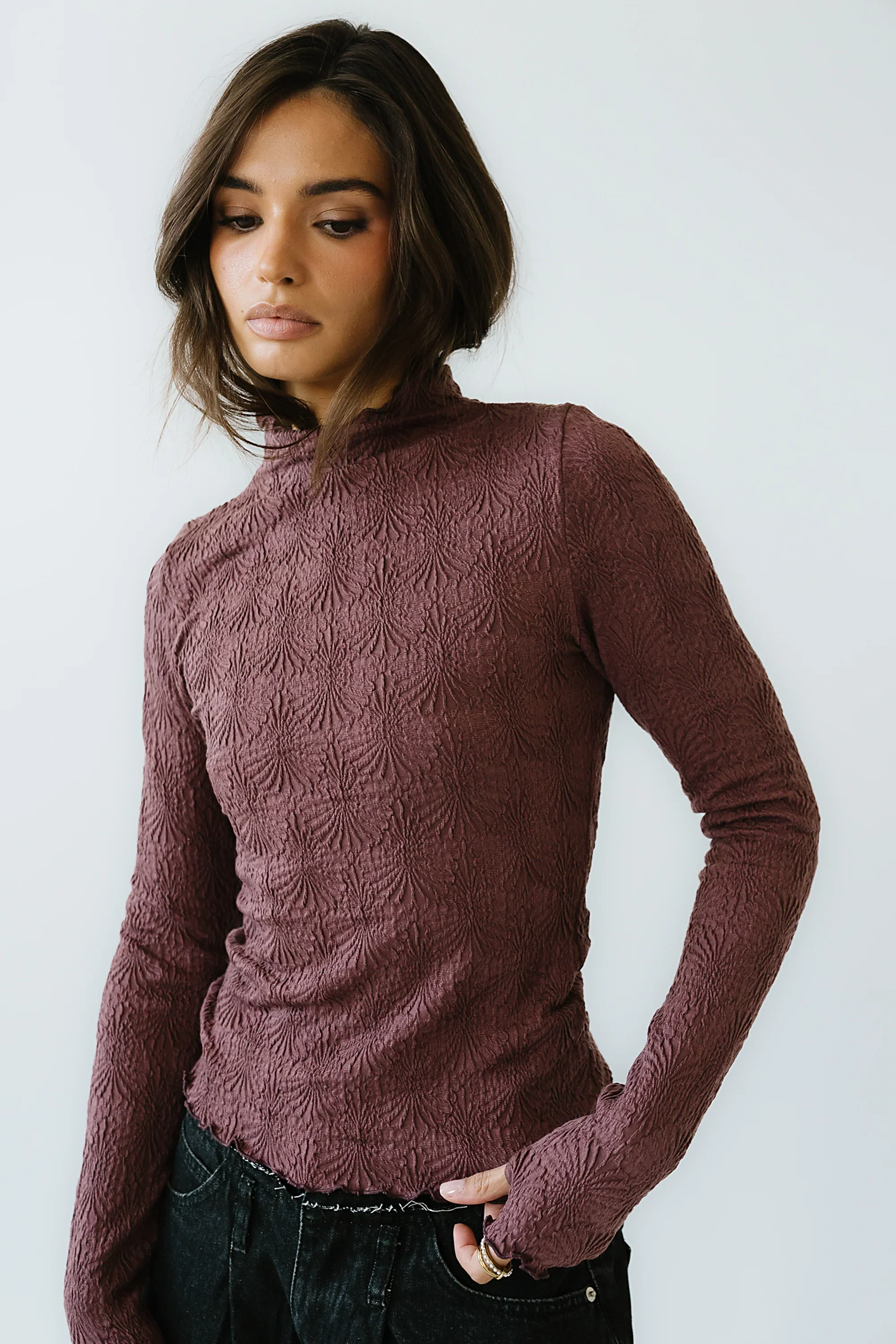Benny Textured Top in Berry