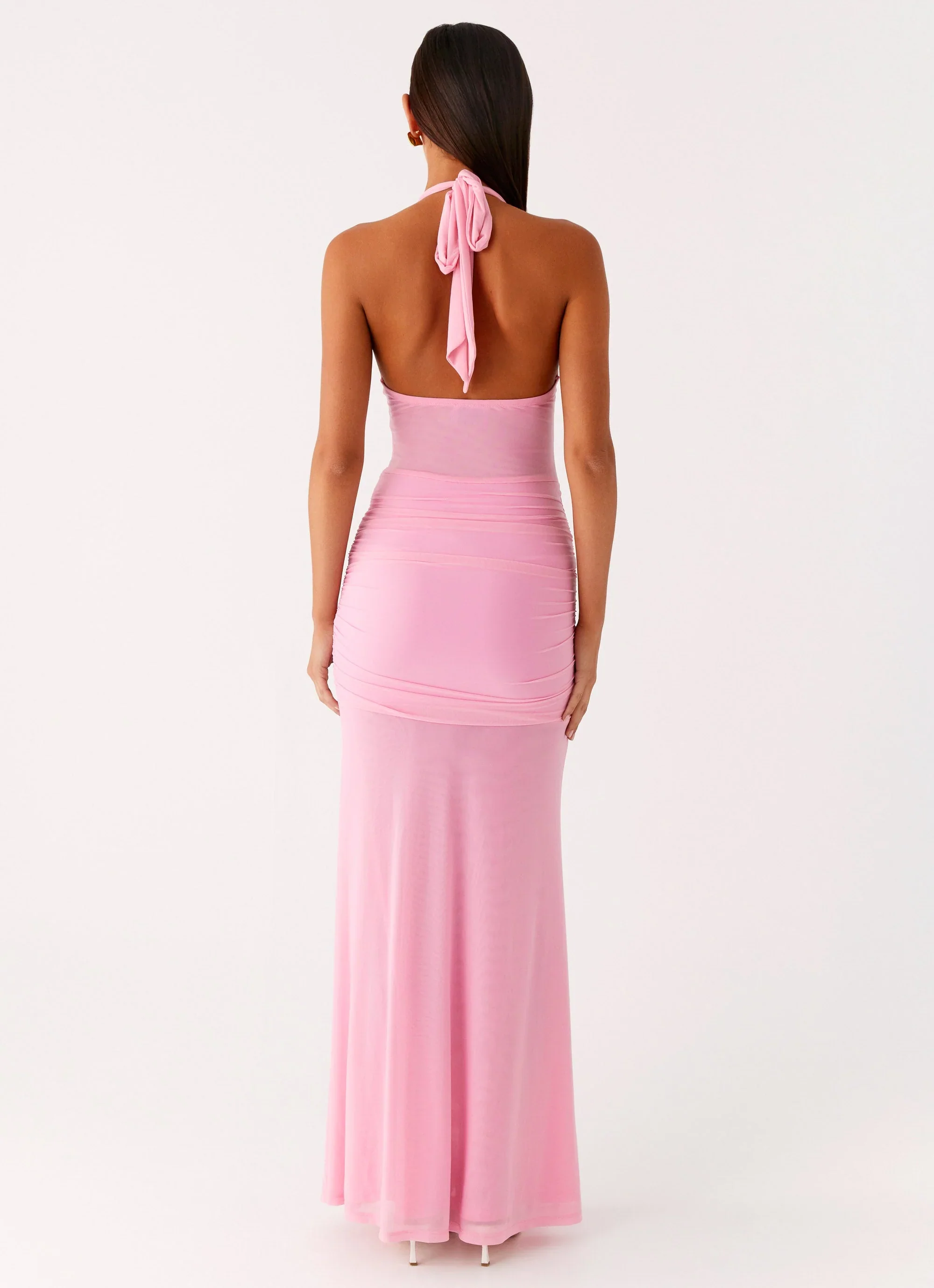 Miyah Halter Hardware Maxi Dress - Baby Pink