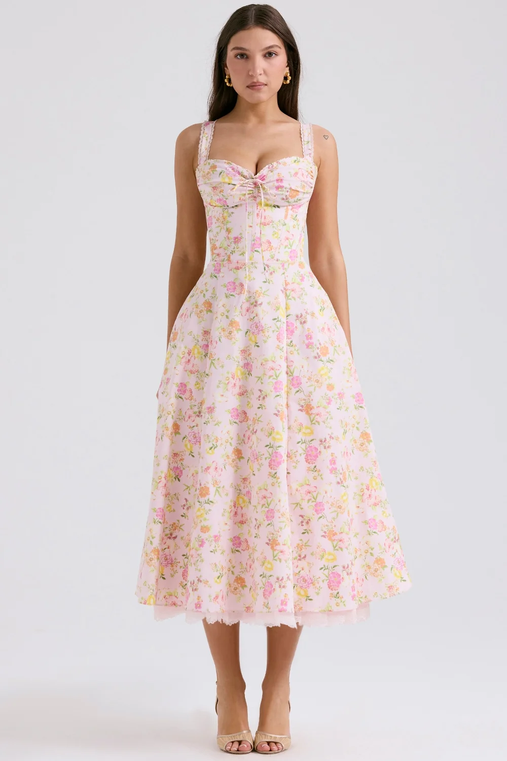 Pink Meadow Print Cotton Bustier Sundress