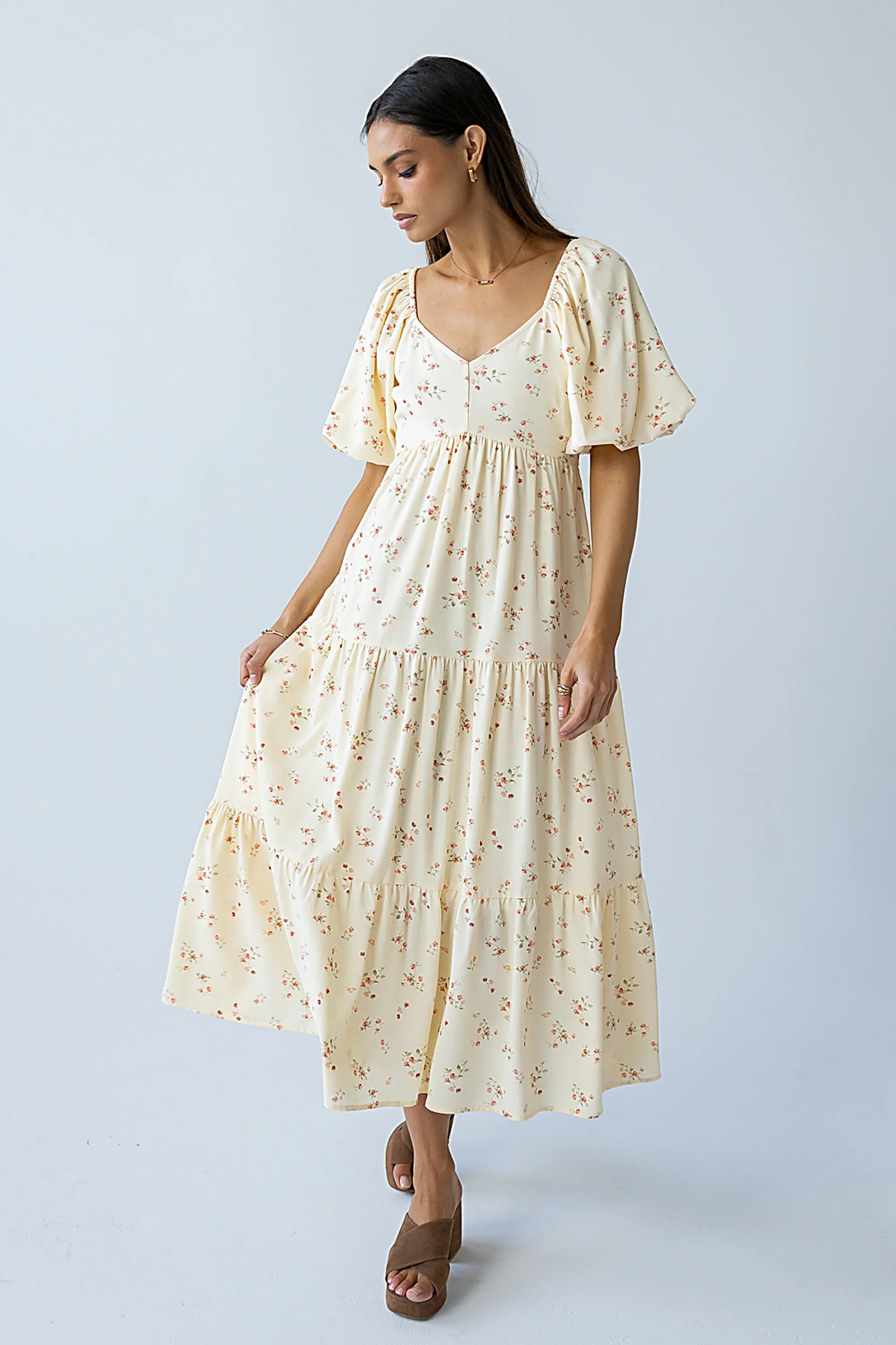 Amy Floral Maxi Dress in Yellow
