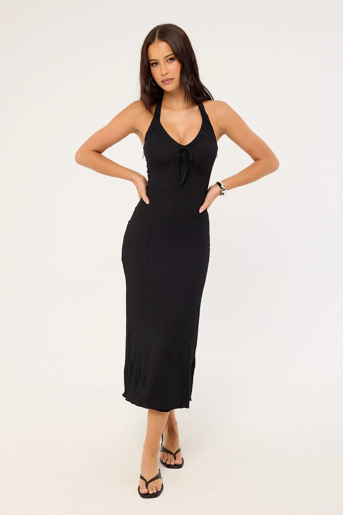 Perfect Stranger Winnie Halter Midi Dress Black