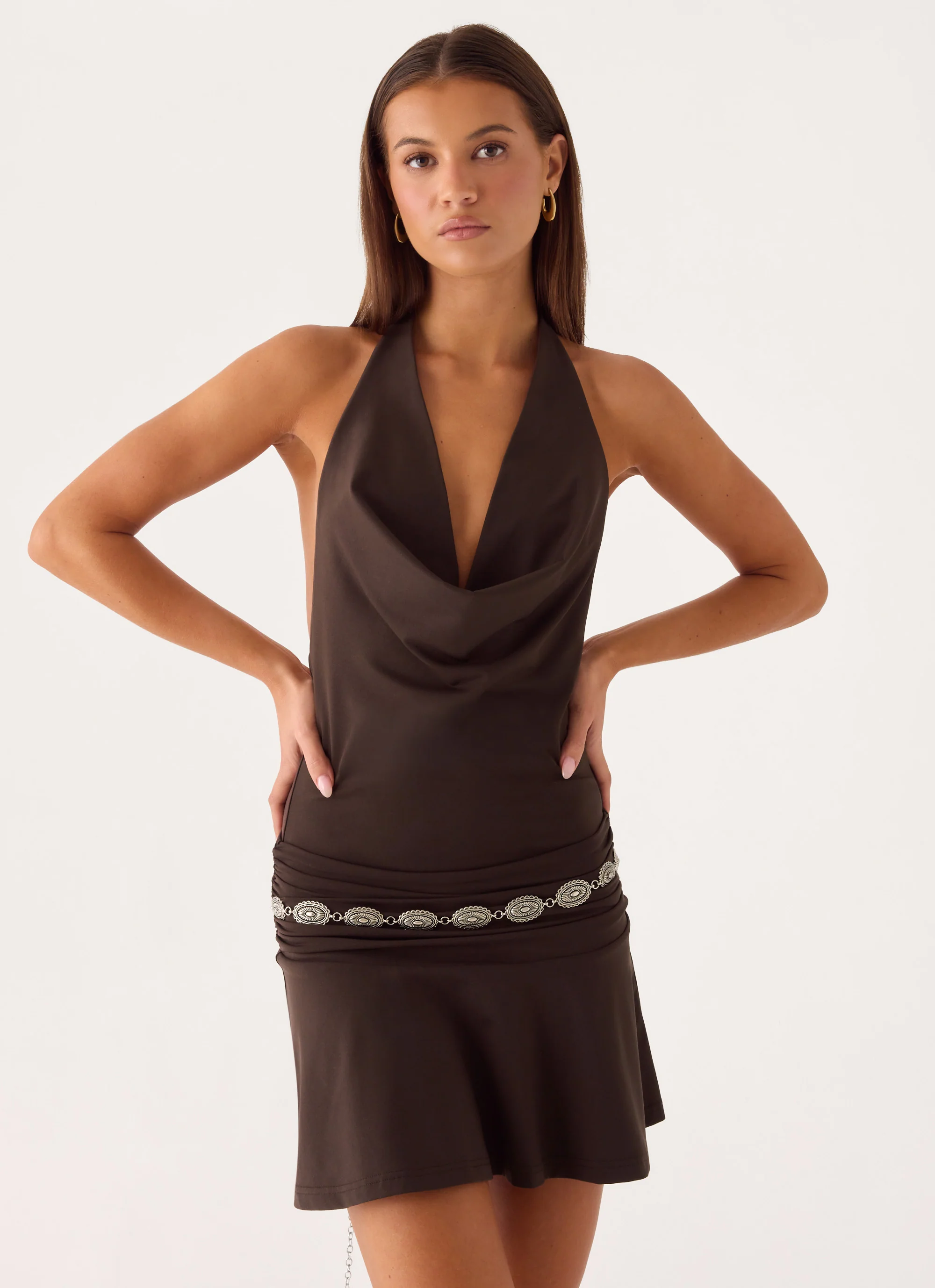 Rude Love Belt Mini Dress - Chocolate