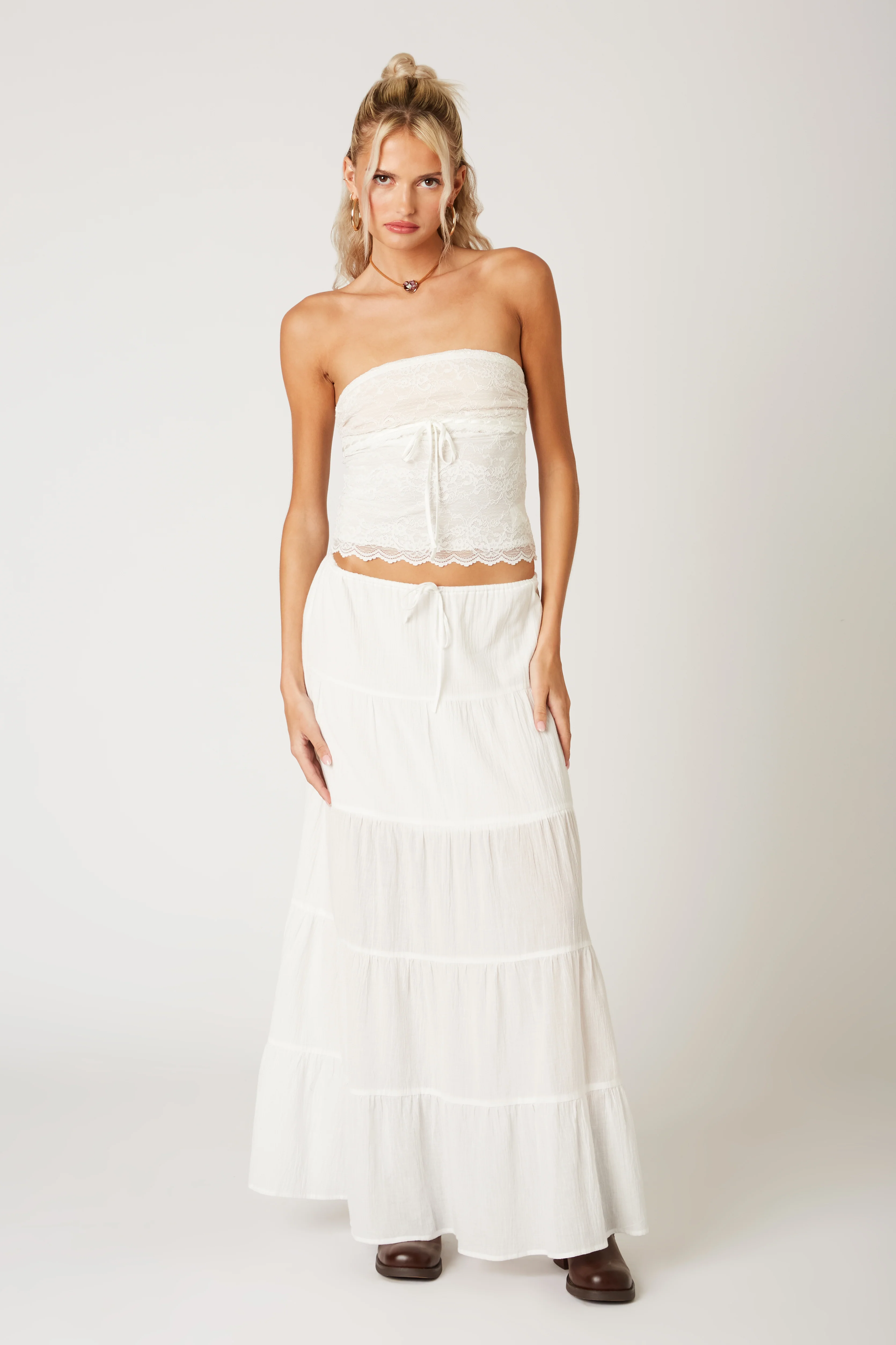Cotton Tiered Maxi Skirt