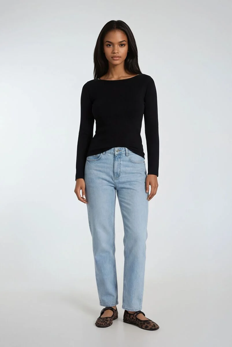 Boat Neck Long-Sleeve Top