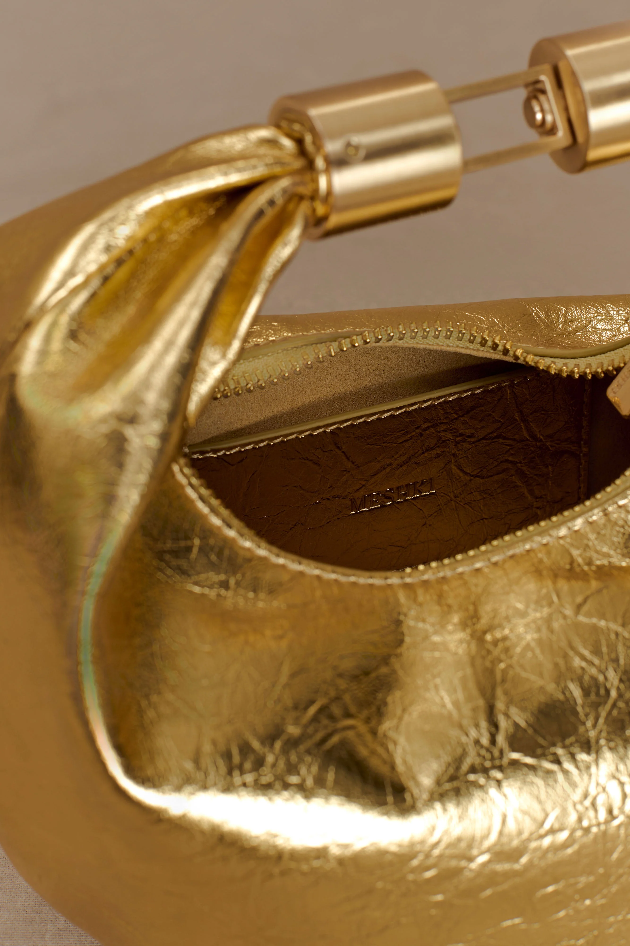 Bristol Mini Croissant Leather Bag - Gold